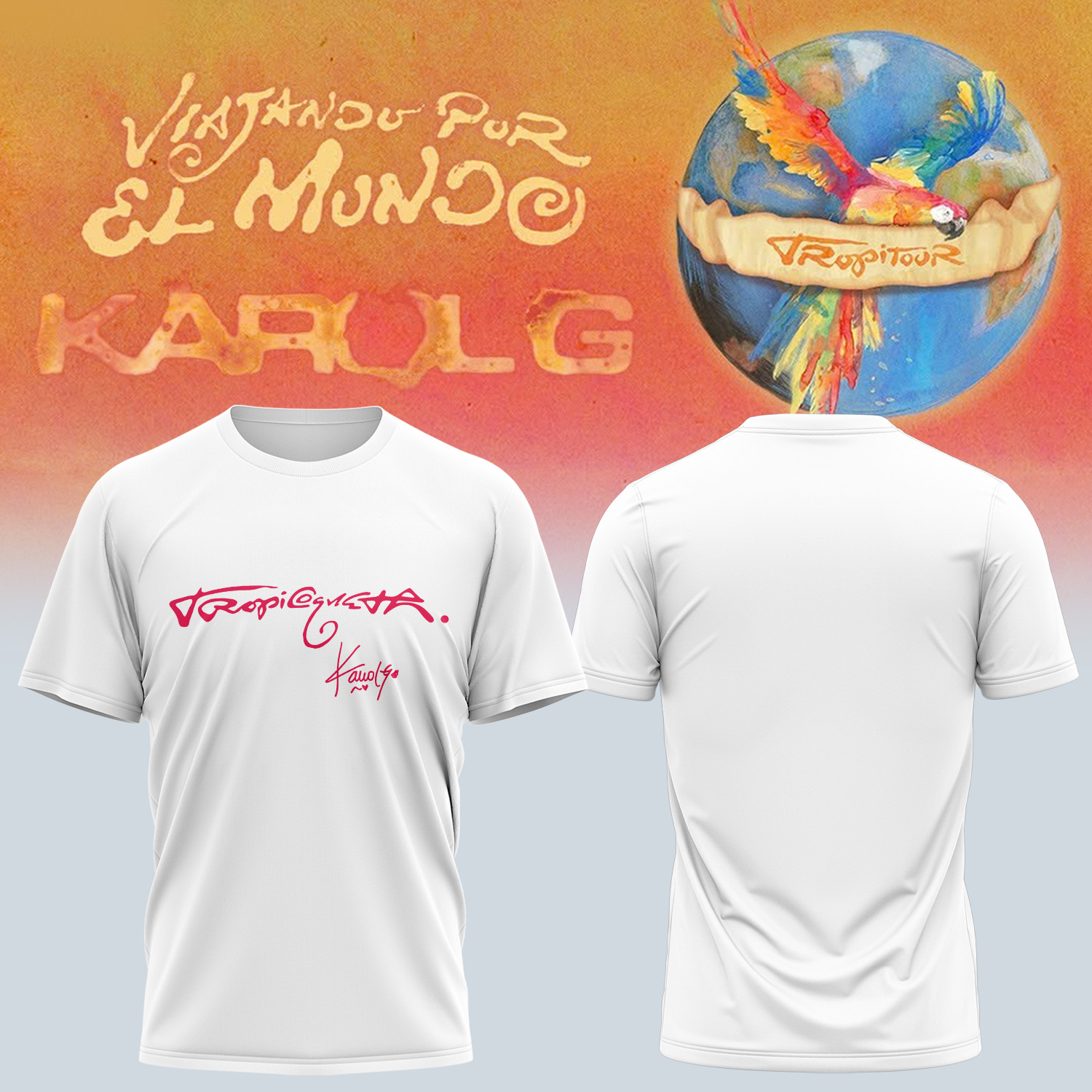 Karol G Viajando Por El Mundo Tropitour Limited Edition Signature Graphic T Shirt Tour Edition