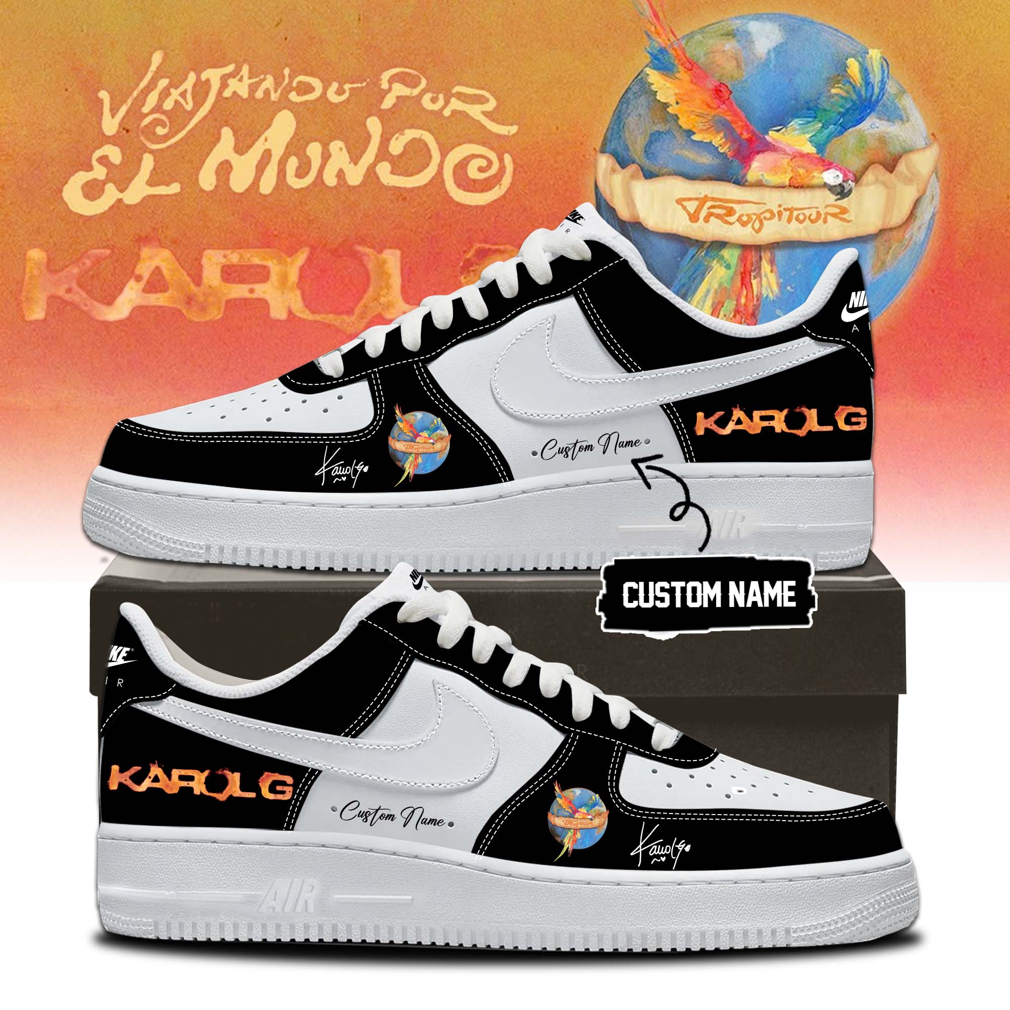 Karol G Viajando Por El Mundo Tropitour Limited Edition Signature High Top Sneakers Signature Edition