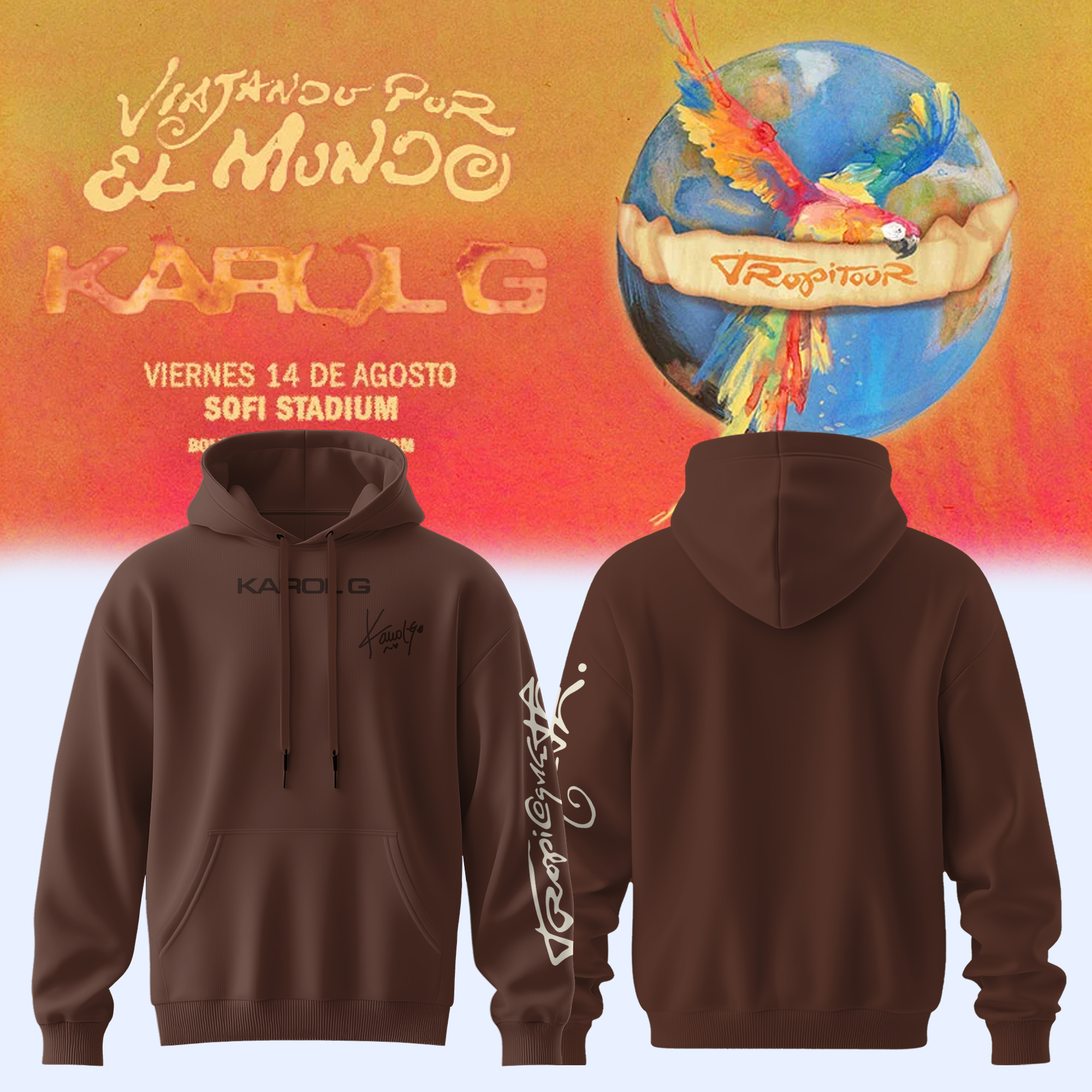 Karol G Viajando Por El Mundo Tropitour Limited Edition Signature Pullover Hoodie Classic Edition