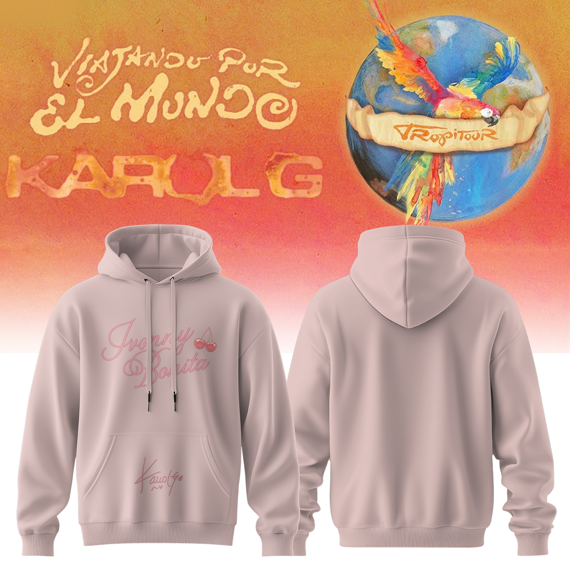 Karol G Viajando Por El Mundo Tropitour Limited Edition Signature Pullover Hoodie Collector Edition