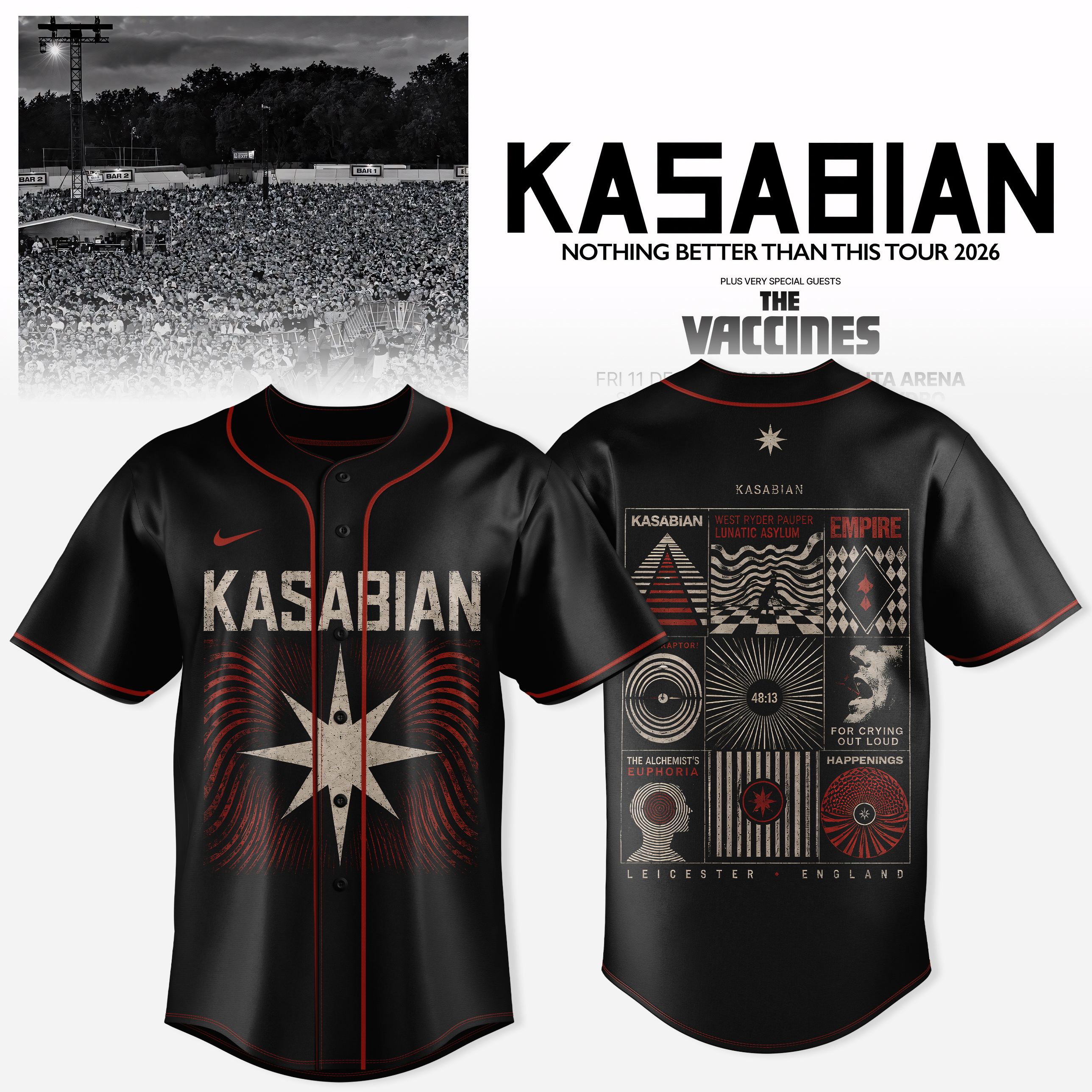 Kasabian Nothing Better Than This Tour 2026 Collection Baseball Jersey