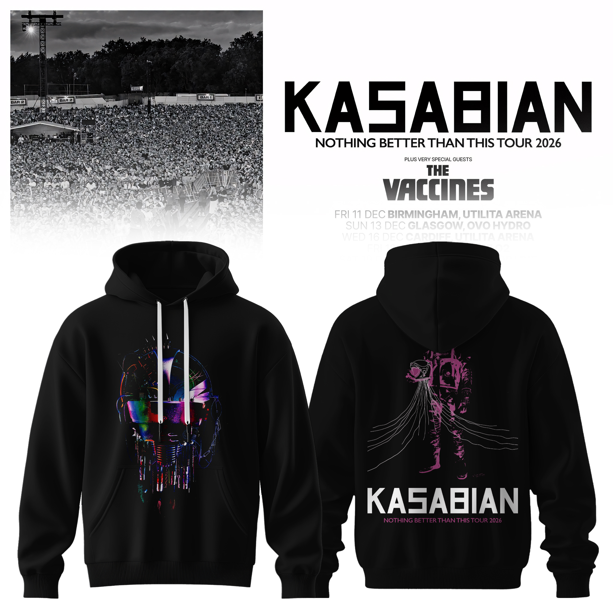 Kasabian Nothing Better Than This Tour 2026 Concert Hoodie Fan Collection