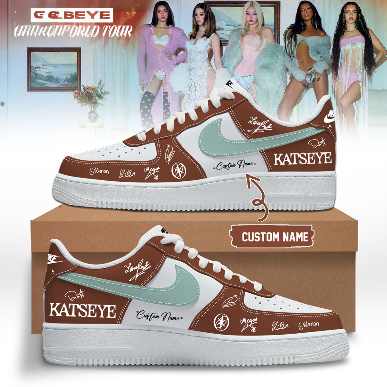 Katseye The Wildworld Tour 2026 Custom Air Force 1 Sneakers