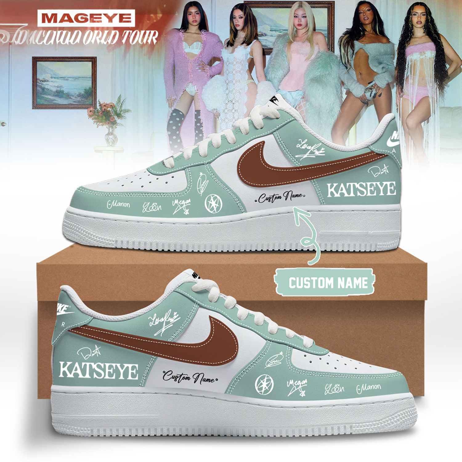 Katseye The Wildworld Tour 2026 Special Edition Custom Air Force 1 Sneakers
