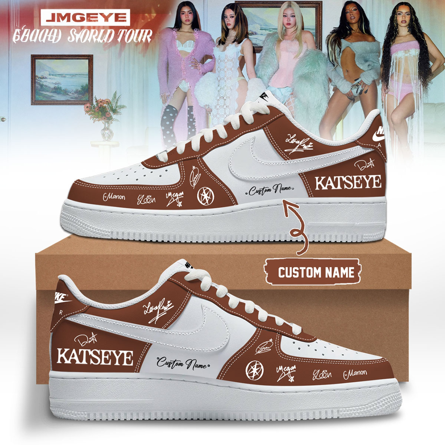 Katseye The Wildworld Tour 2026 Special Edition Personalized Nike Air Force 1 Sneakers