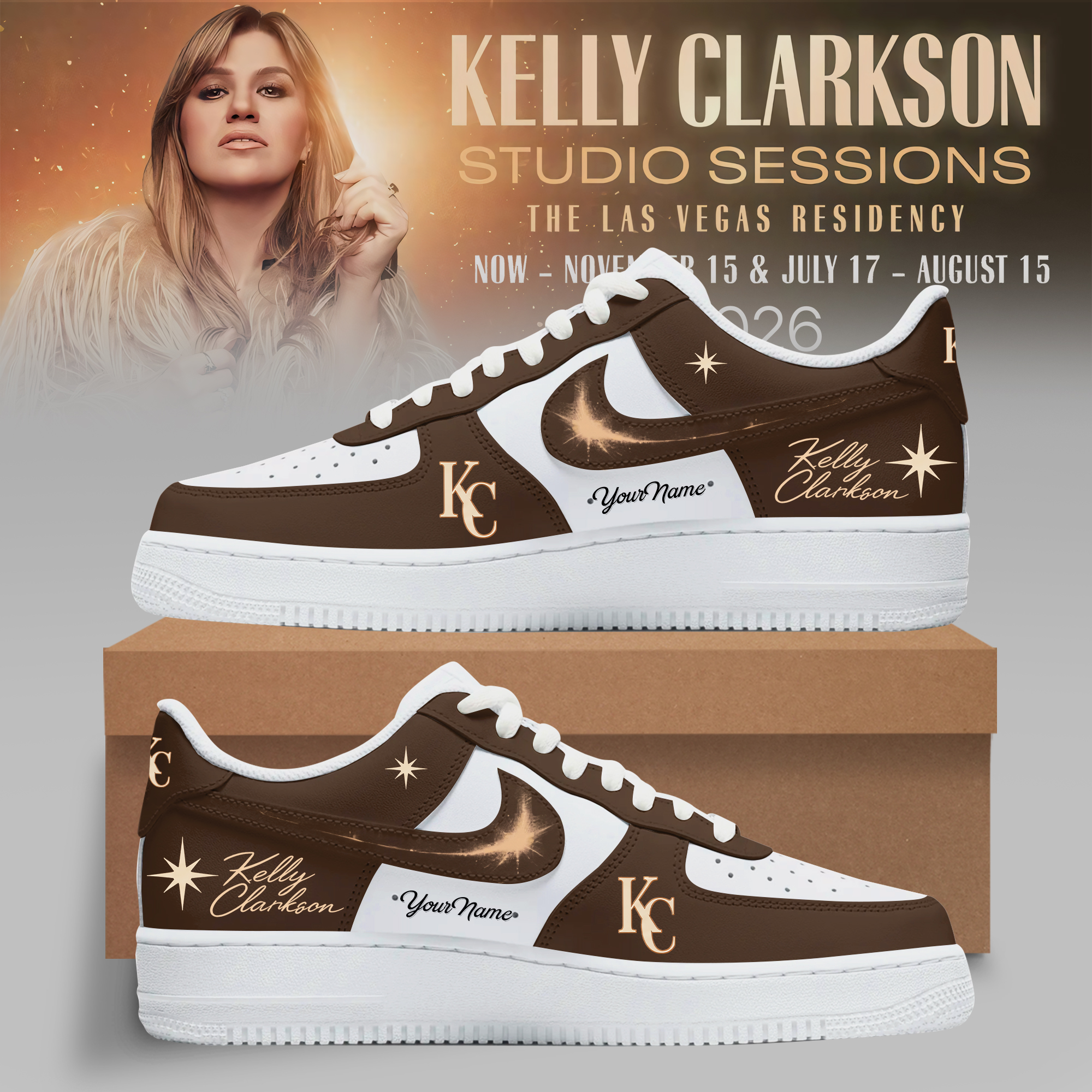 Kelly Clarkson Golden Era Custom Air Force 1 Fan Sneakers