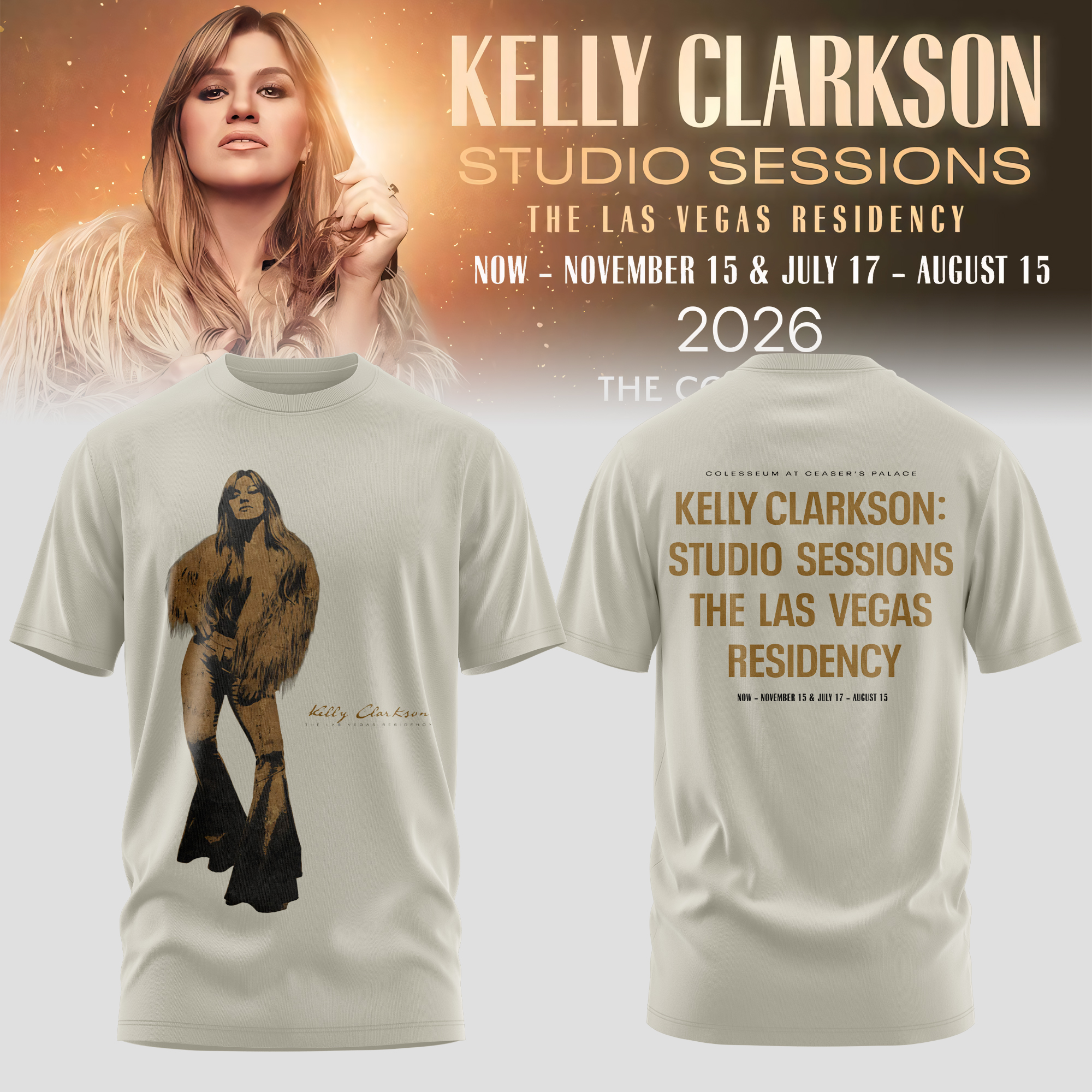 Kelly Clarkson Studio Sessions Las Vegas Residency 2026 Limited Merchandise Graphic Tee Gifts For Fans