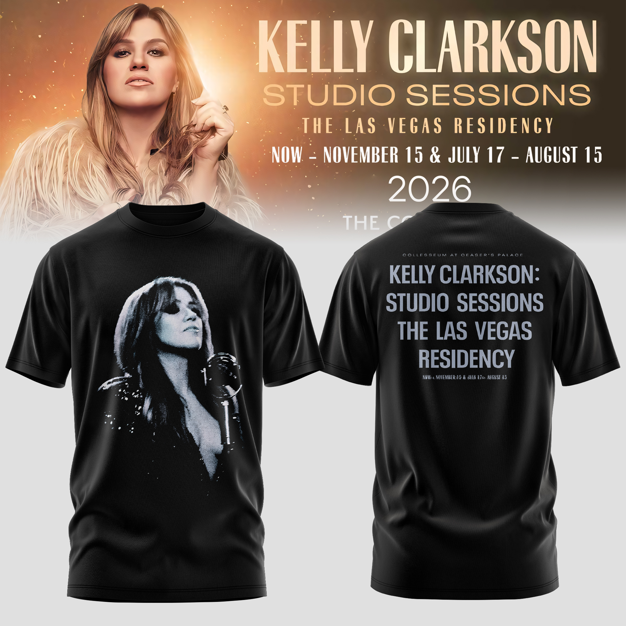 Kelly Clarkson Studio Sessions Las Vegas Residency 2026 Premium Concert Graphic Tee Gifts For Fans