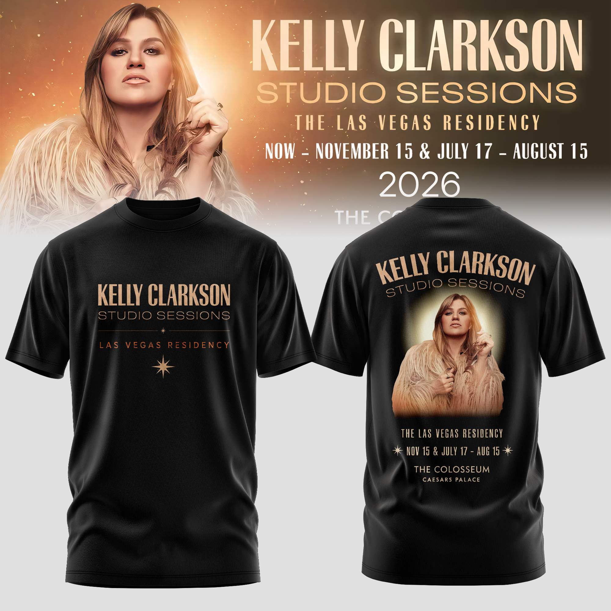Kelly Clarkson Studio Sessions Las Vegas Residency 2026 Premium Concert Tee