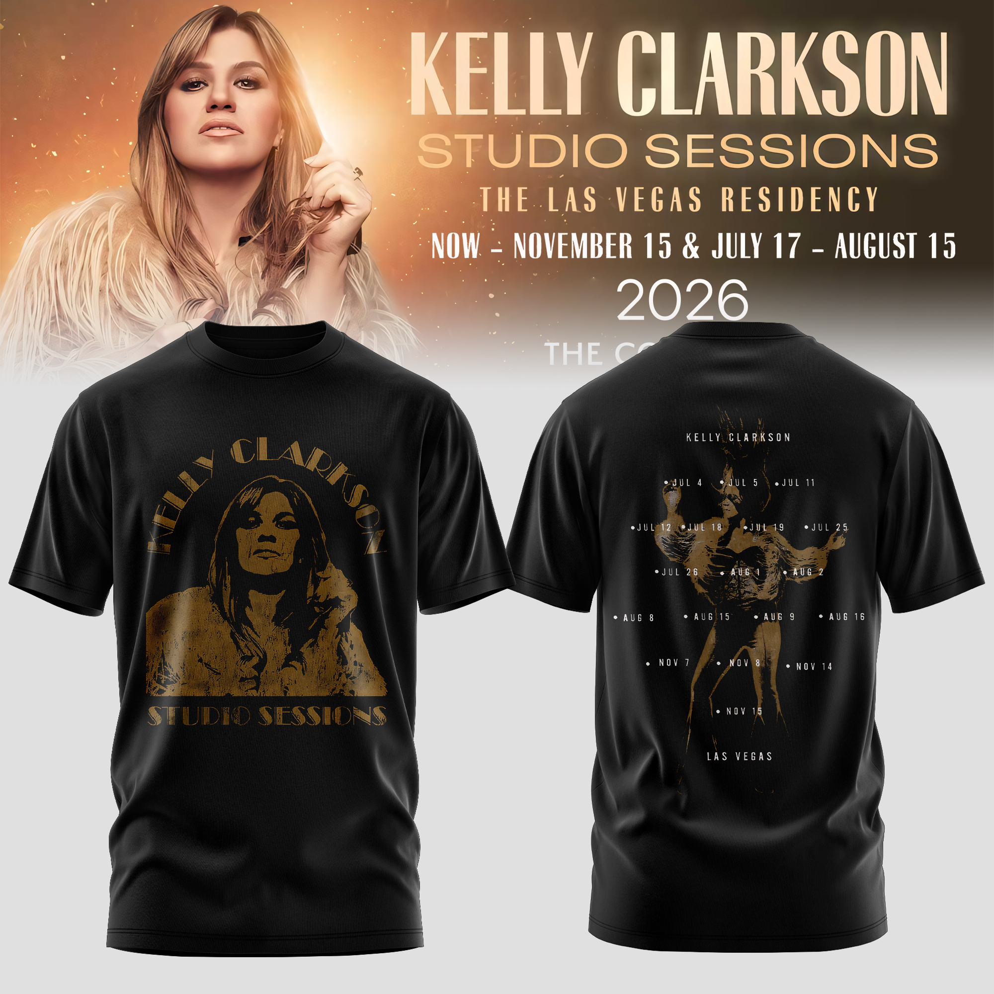 Kelly Clarkson Studio Sessions Las Vegas Residency 2026 Tshirt