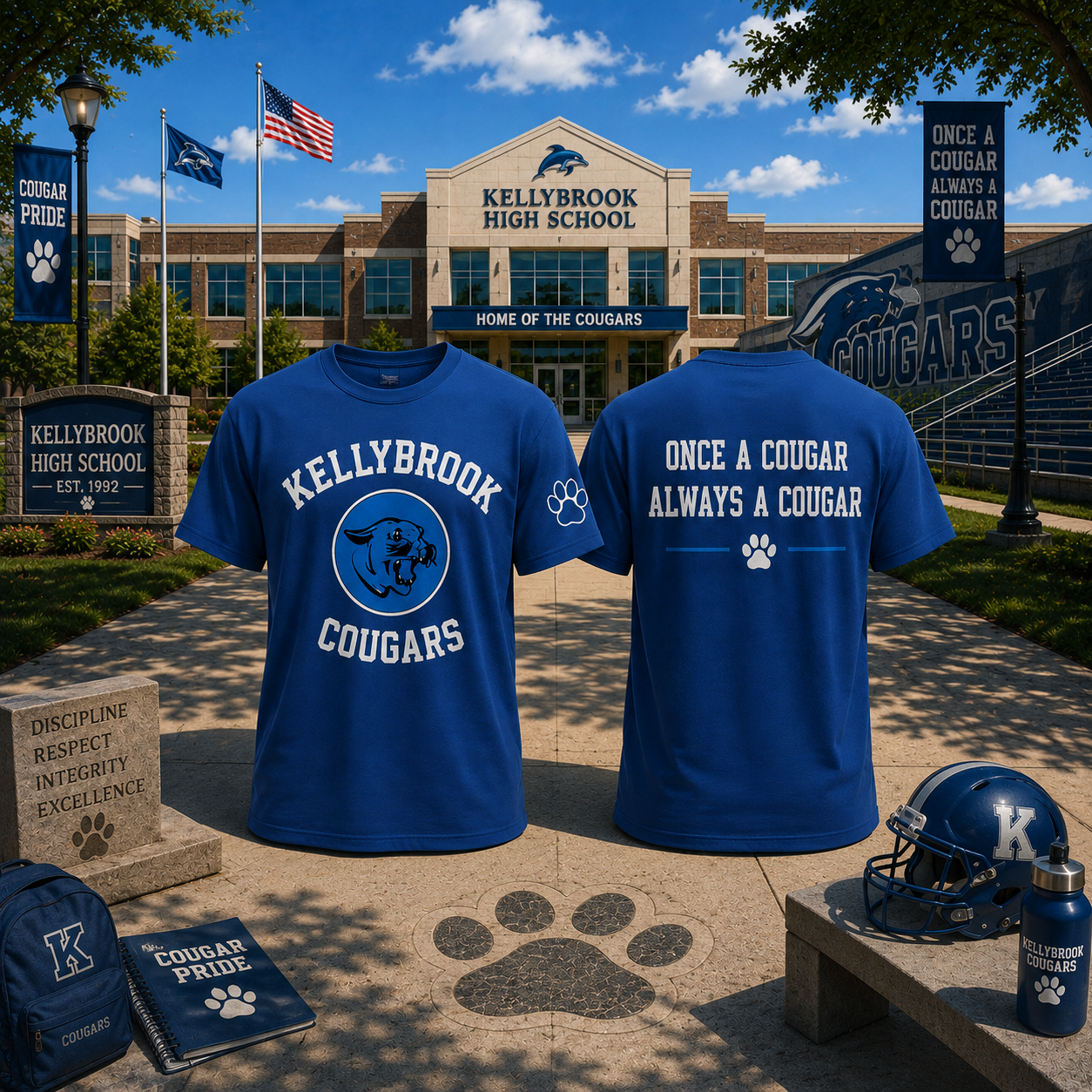 Kellybrook Cougars High School Spirit T Shirt Cougar Pride Alumni Student School Fan Unisex Tee