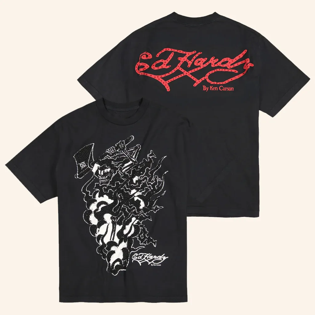 Ken Carson Merch Axe Skull Mens Rhinestone TShirt Christmas Gifts For Him