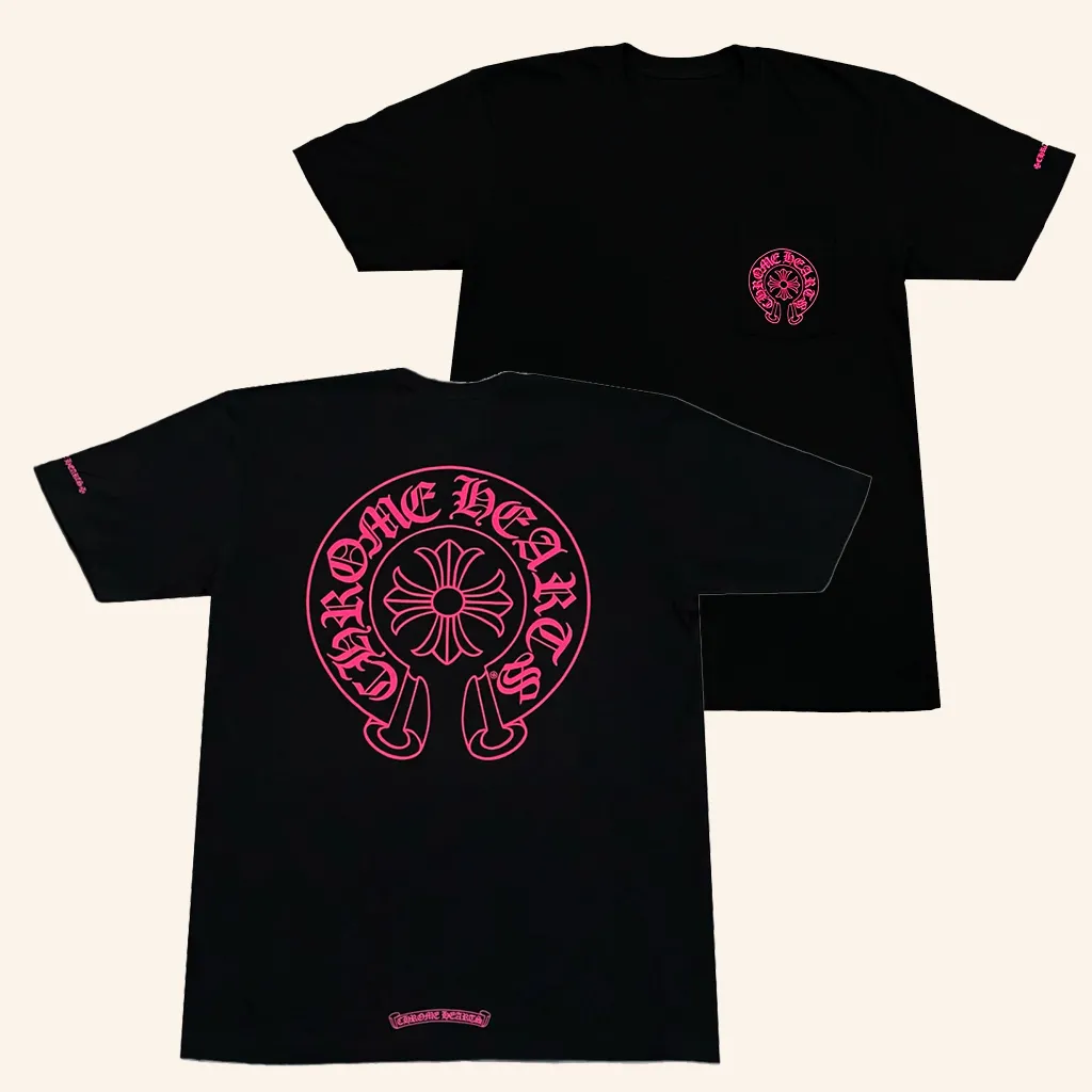 Kenshi Merch Chrome Hearts Pink Horseshoe Black TShirt Christmas Gift Ideas For Her