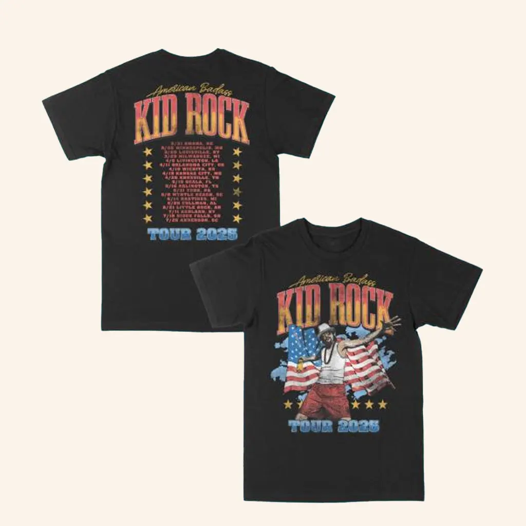 Kid Rock Merch America Photo Flag Tour TShirt Birthday Present For Husband
