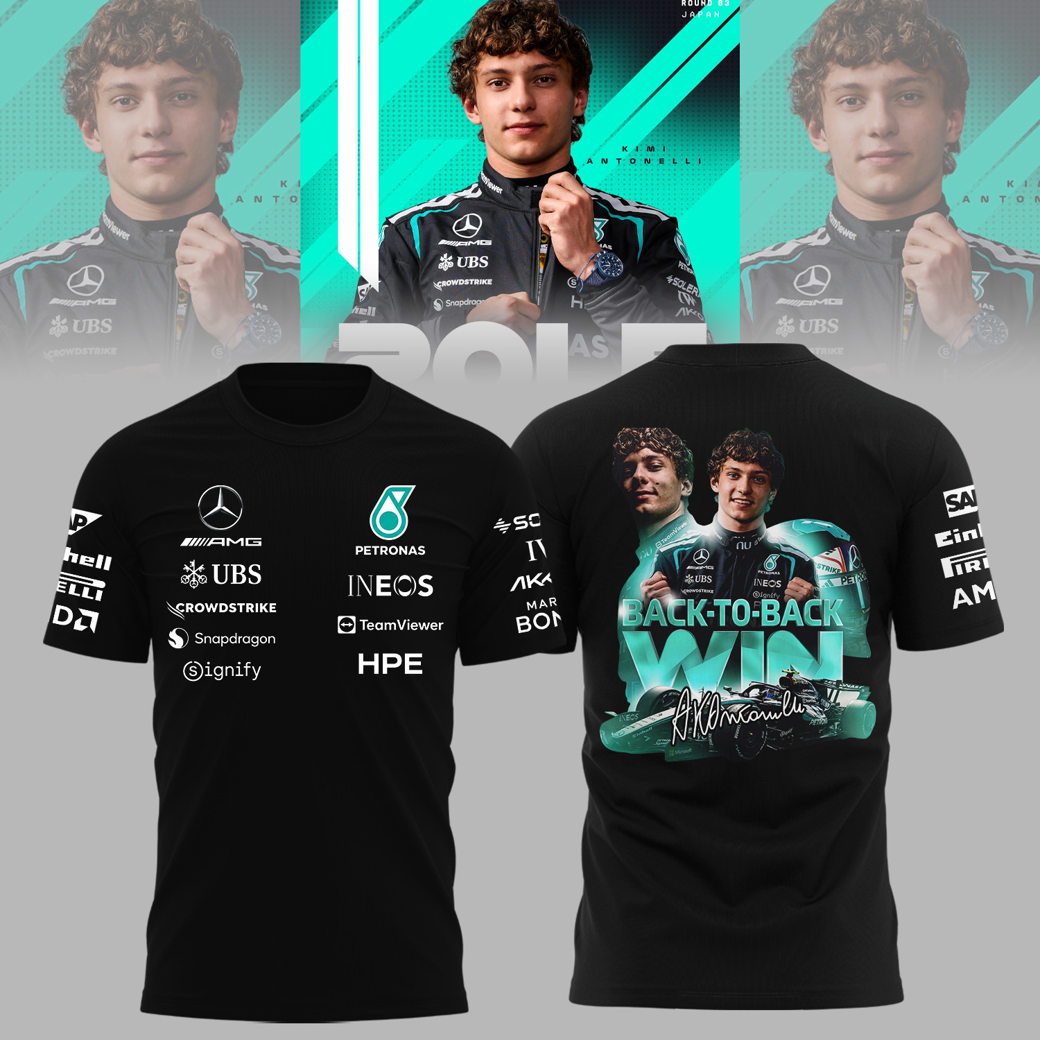 Kimi Antonelli Back To Back Pole 2026 Official Graphic T Shirt Collection Gifts For Fans