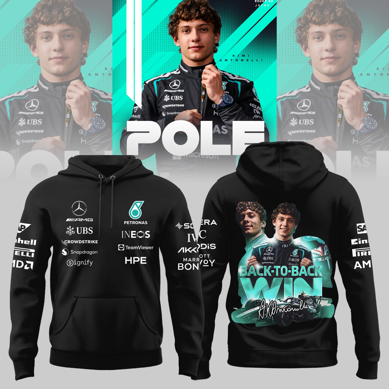 Kimi Antonelli Back To Back Pole 2026 Official Tour Hoodie Collection Gifts For Fans