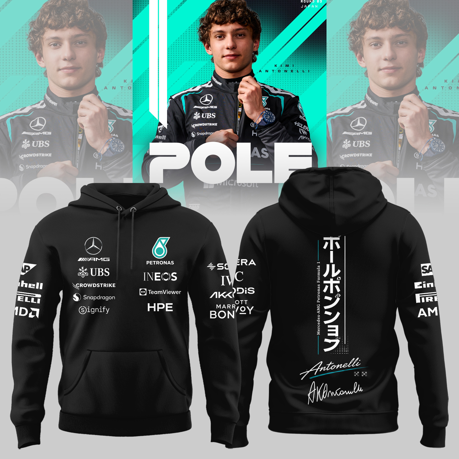 Kimi Antonelli Back To Back Pole 2026 Premium Fan Hoodie Edition Gifts For Fans
