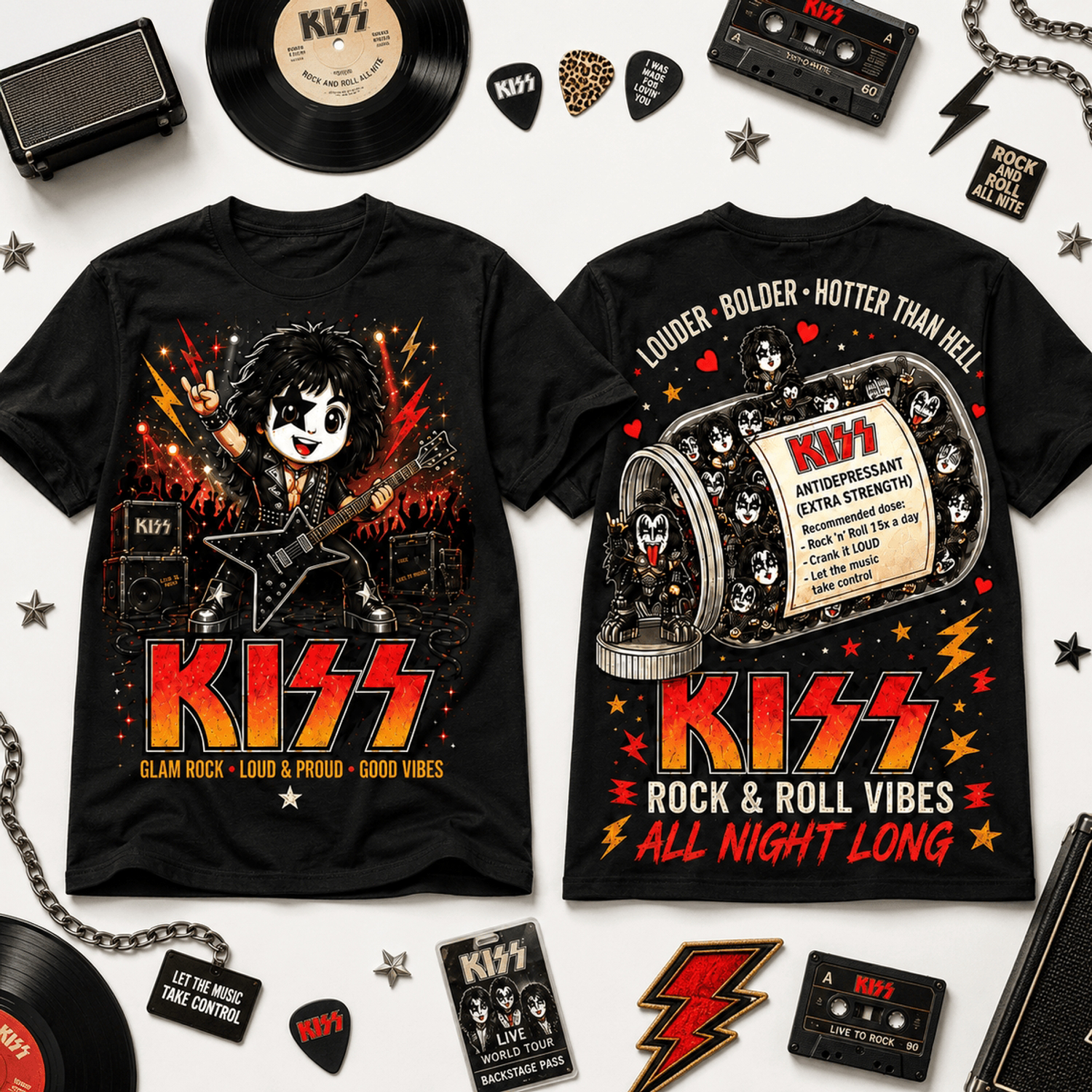 Kiss Band Rock And Roll All Nite Graphic T Shirt