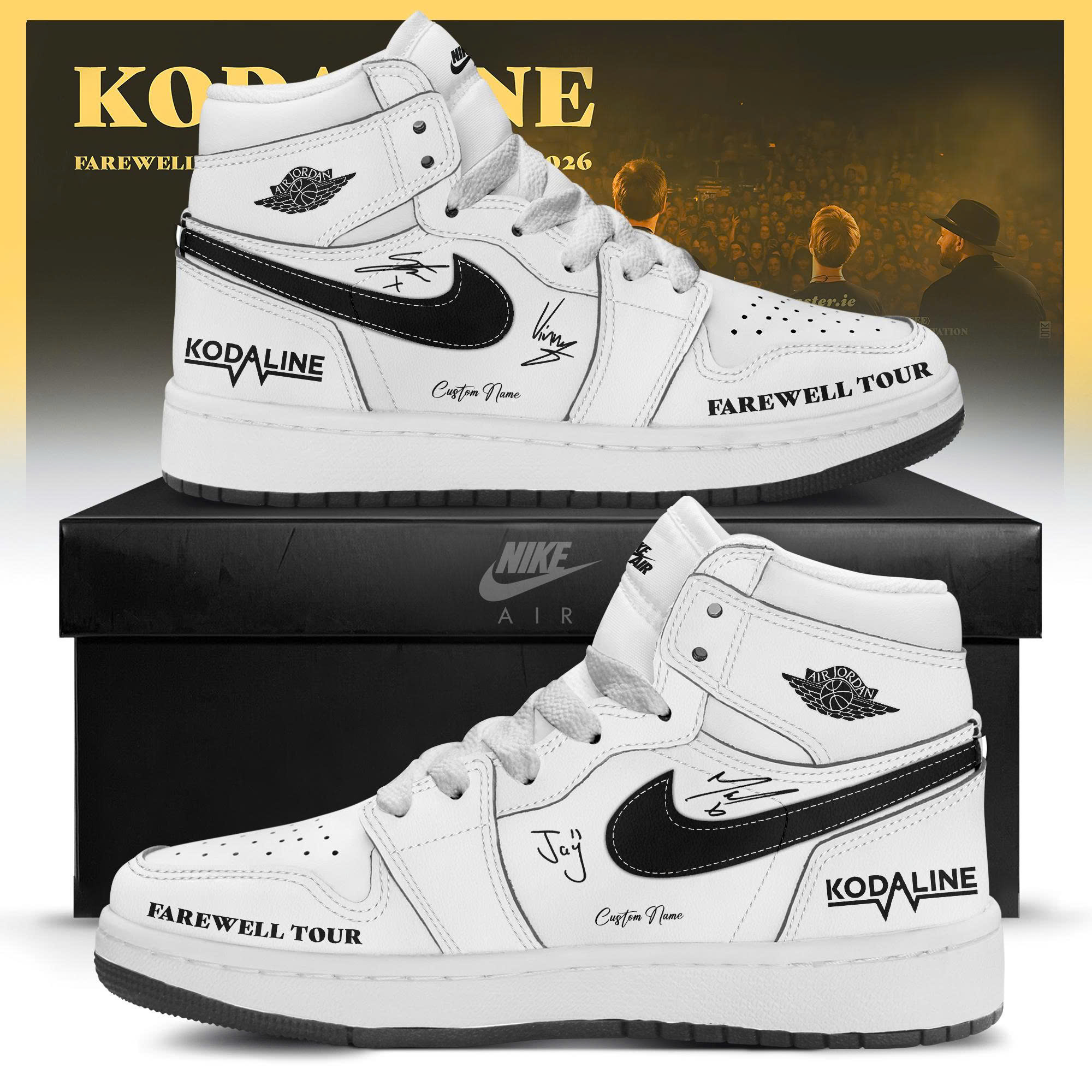 Kodaline Farewell Tour 2026 Official Air Jordan 1 Fan Sneakers