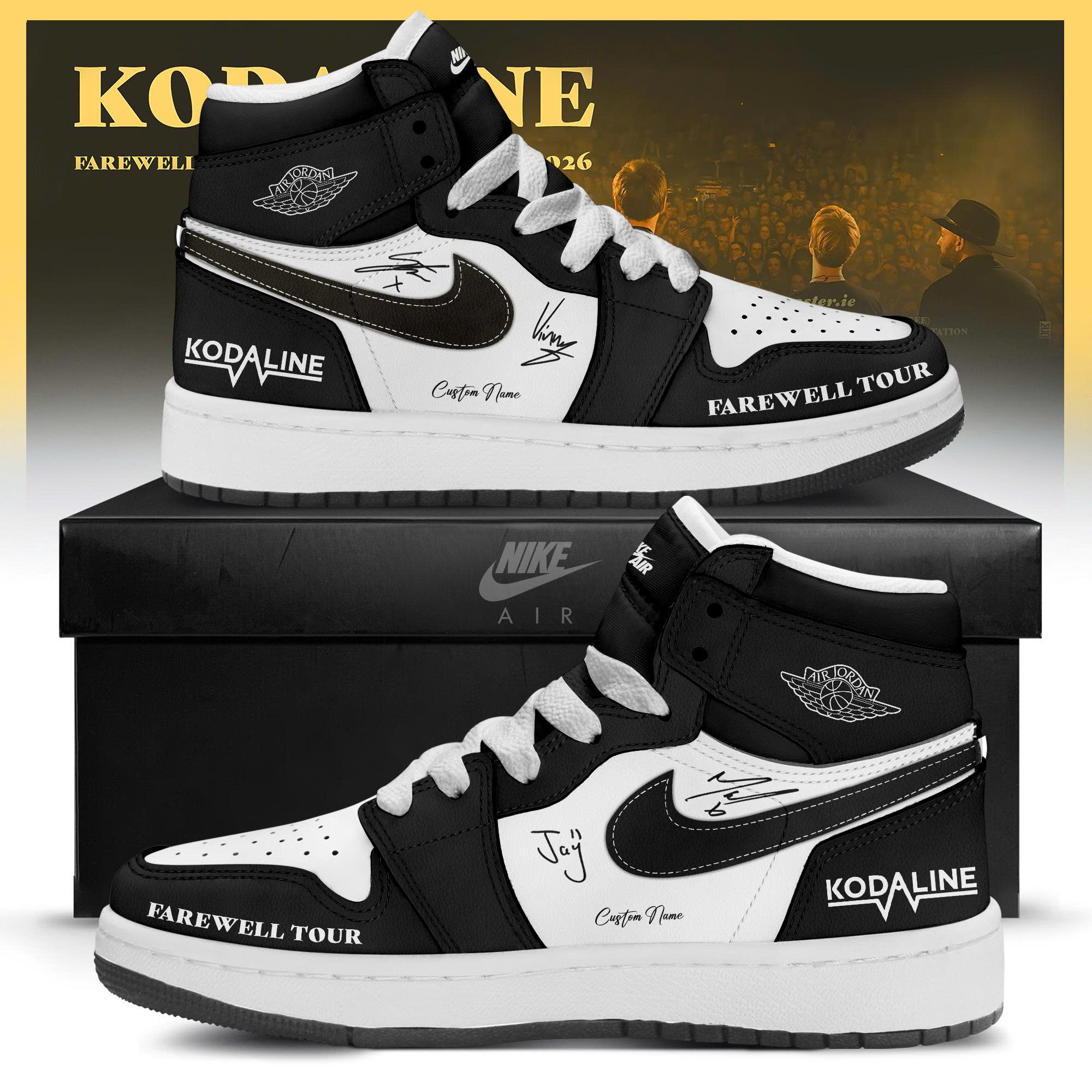 Kodaline Farewell Tour 2026 Premium Air Jordan 1 Sneakers