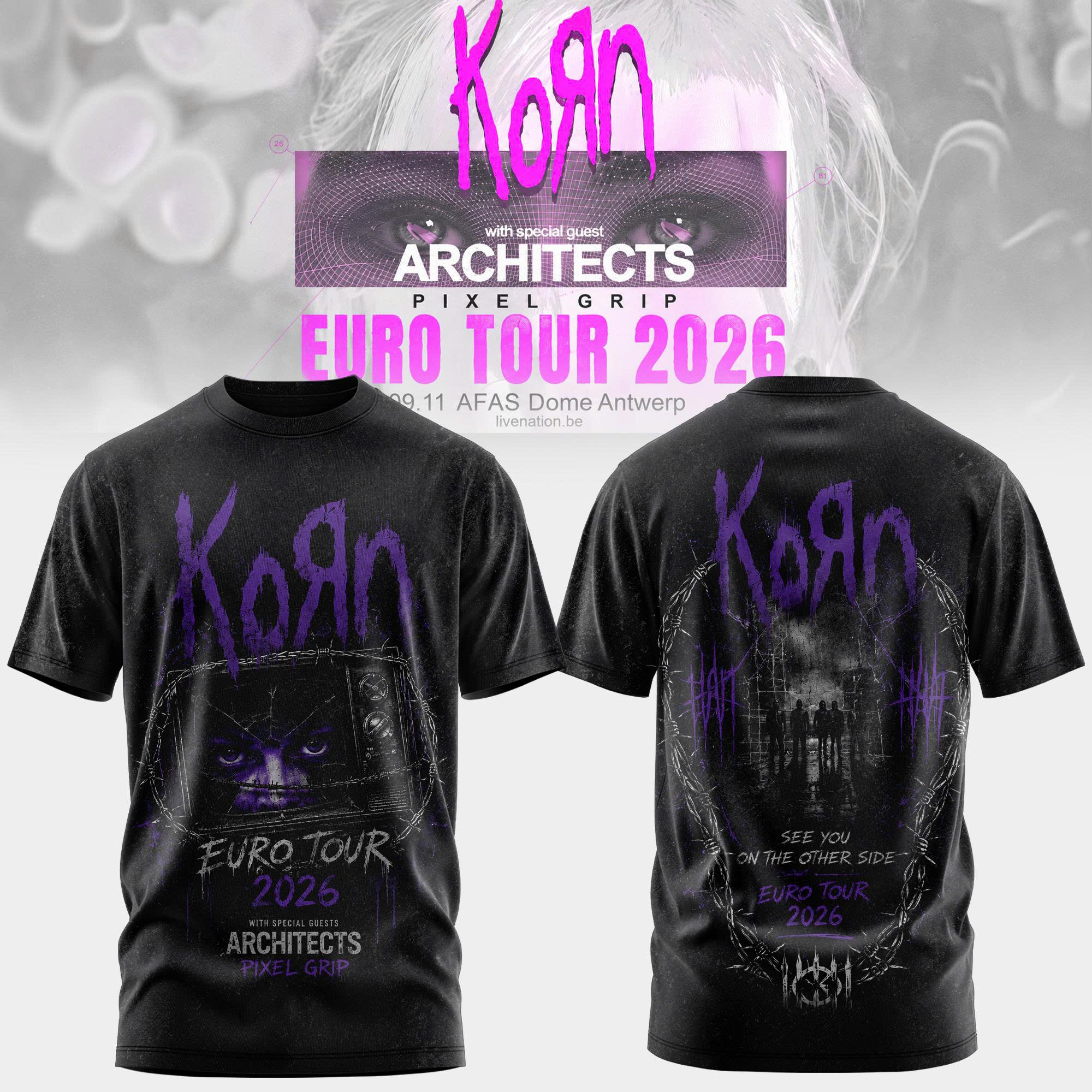 Korn Euro Tour 2026 Collector Edition Nu Metal Graphic T Shirt
