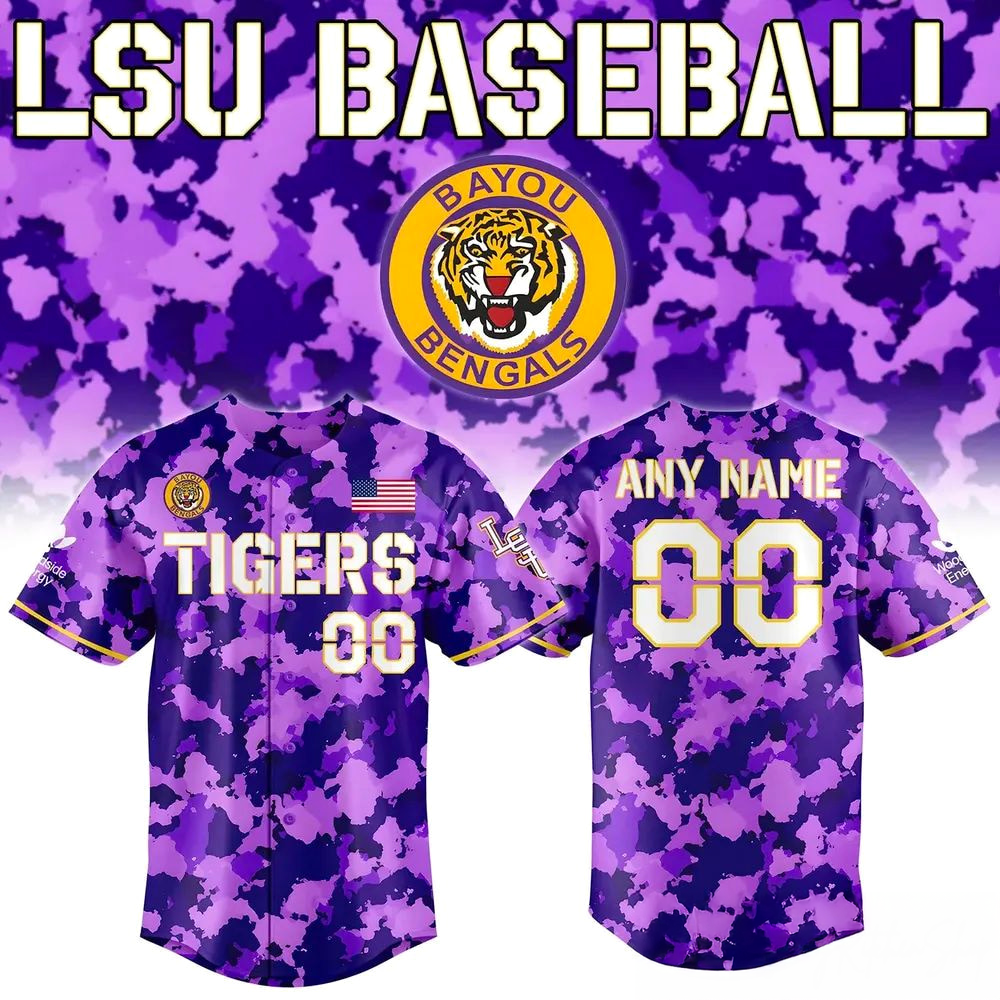 LSU Baseball 2026 Limited Edition Camo Purple Baseball Jersey