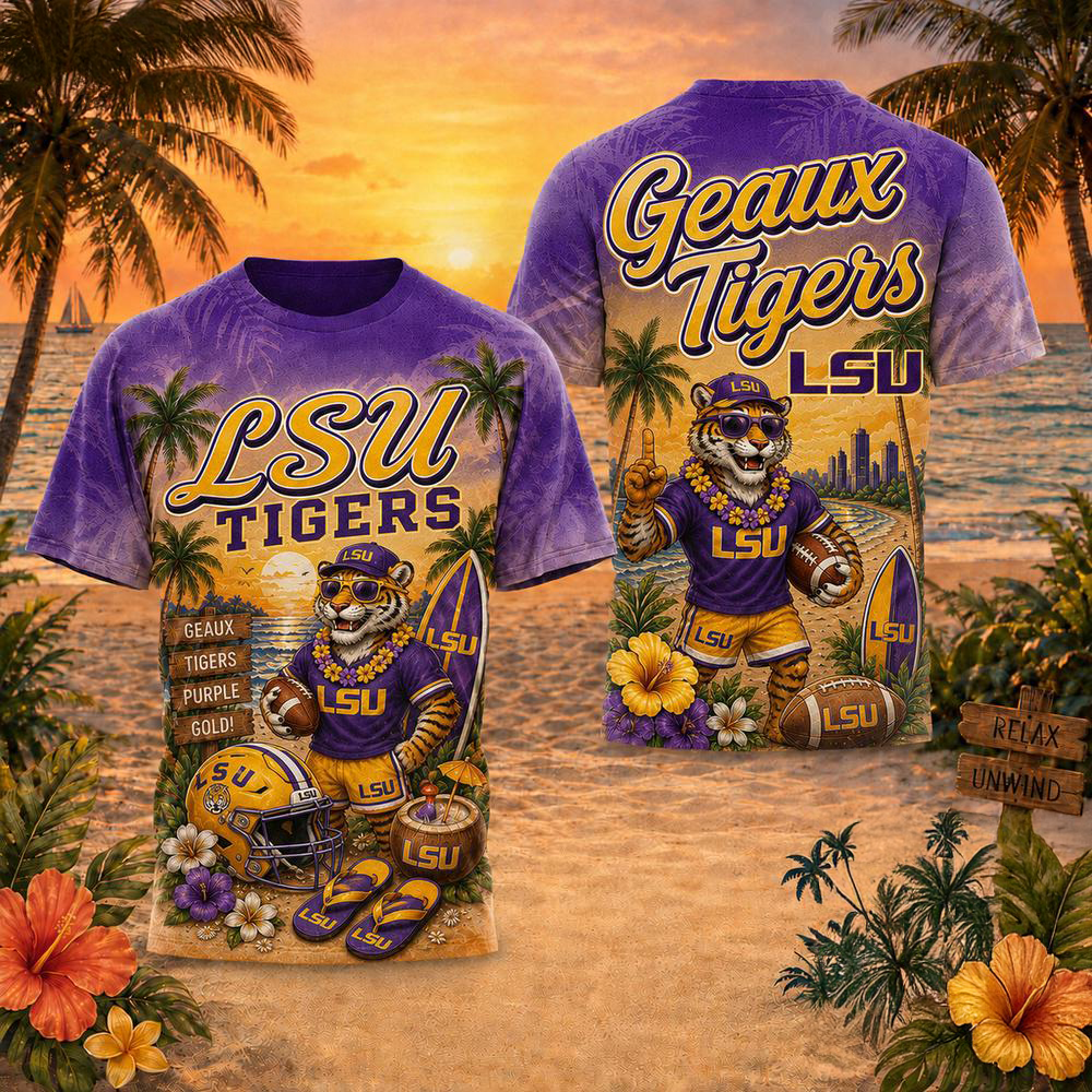 LSU Tigers NCAA Mascot Beach Vibes Sports Limited Edition 3D Shirt