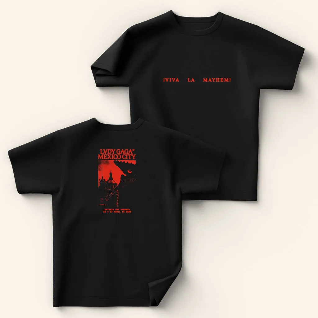 Lady Gaga Mayhem Tour Merch 2025 Concert Shirt Black CDMX Contrast TShirt Gifts For Besties
