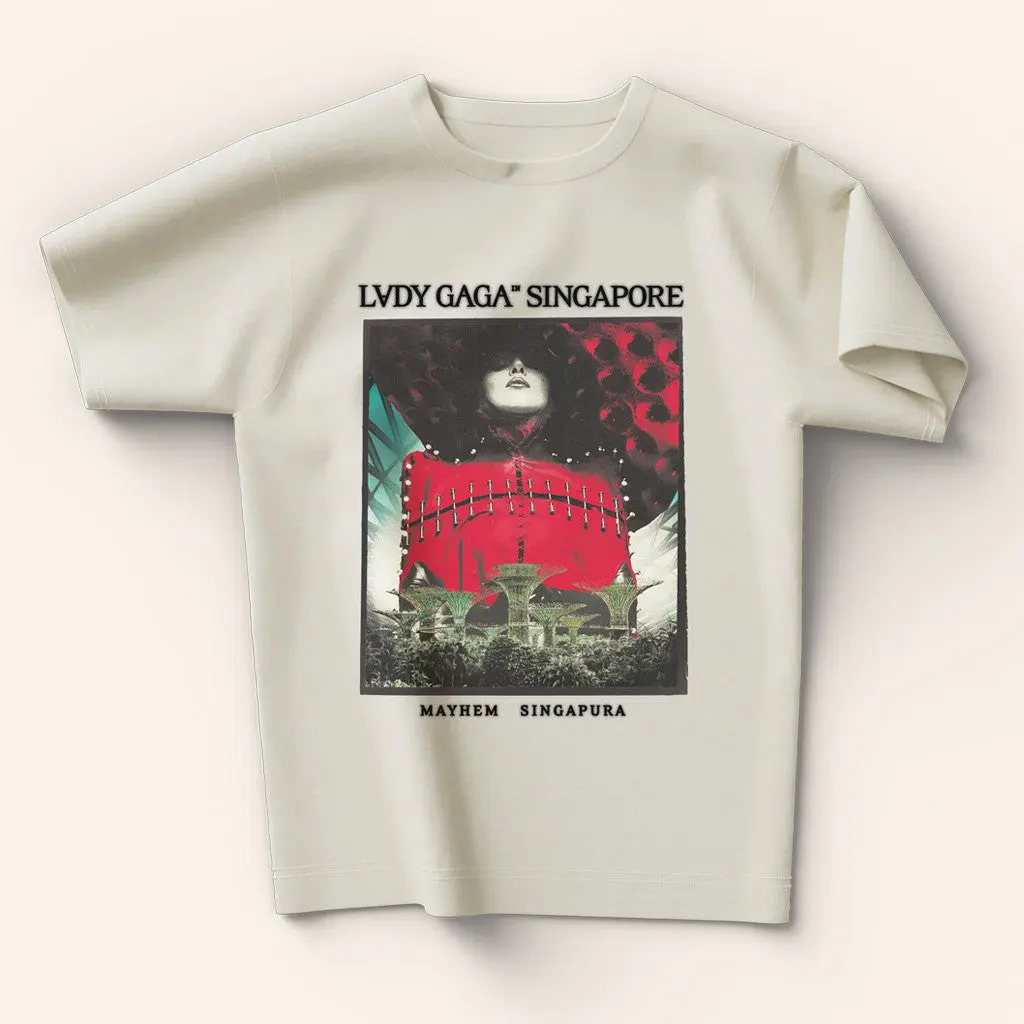 Lady Gaga Mayhem Tour Merch 2025 Concert Shirt Cream Singapore TShirt Gift Ideas For Friends