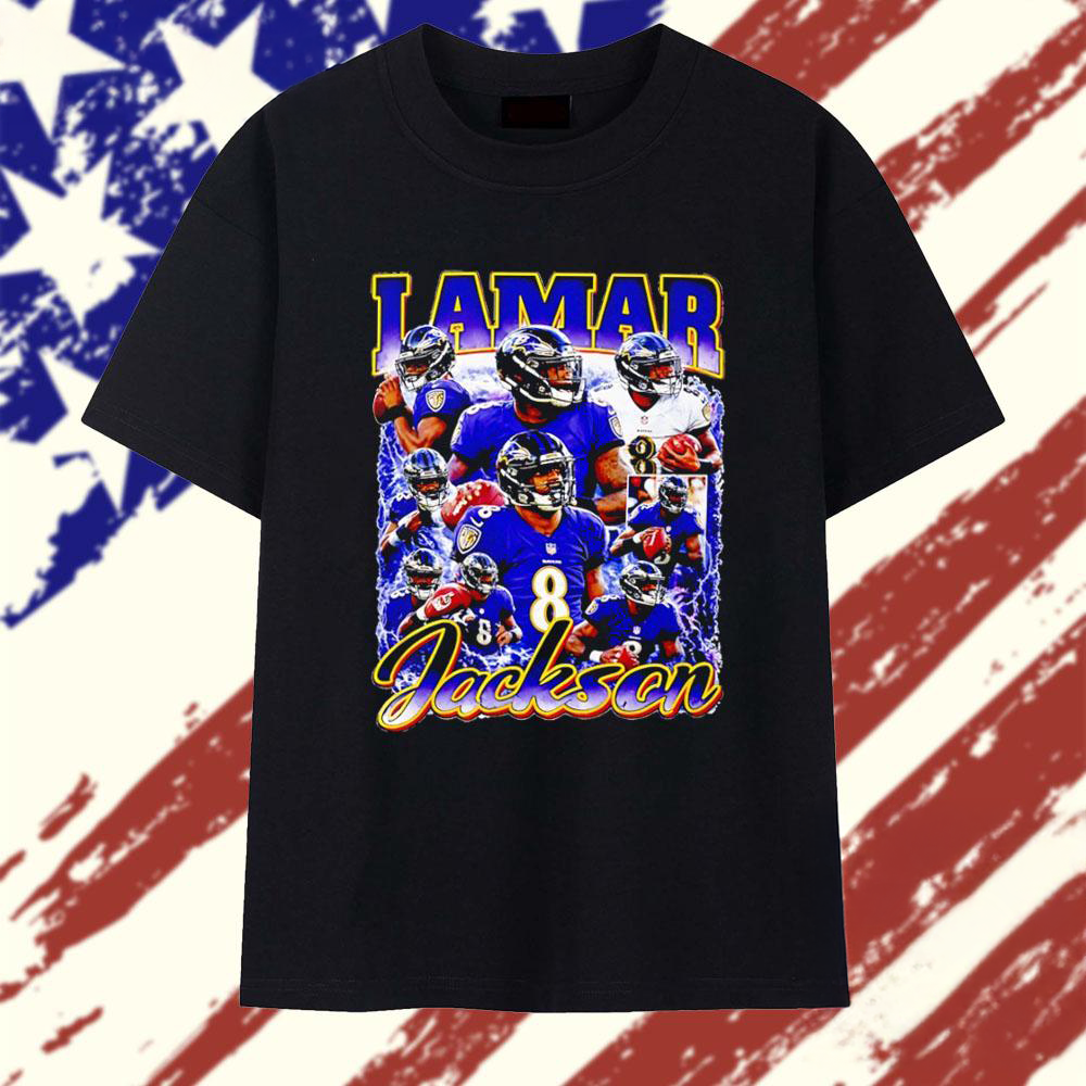Lamar Jackson Baltimore Ravens Vintage Football Graphic T Shirt