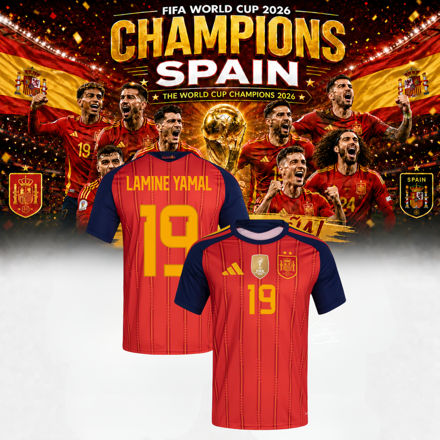 Lamine Yamal Spain World Cup Champions 2026 Football Jersey Fan Edition
