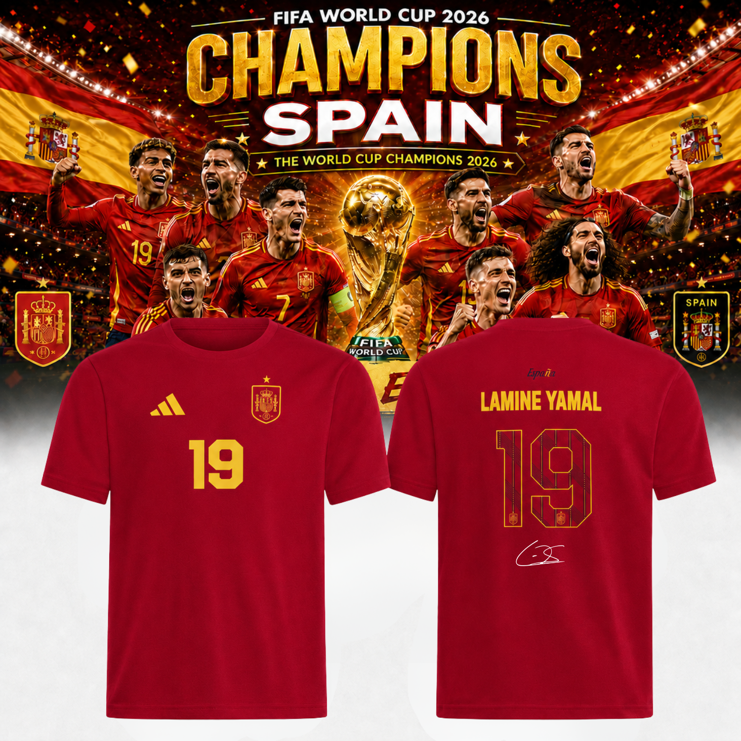 Lamine Yamal Spain World Cup Champions 2026 Signed Graphic Shirt