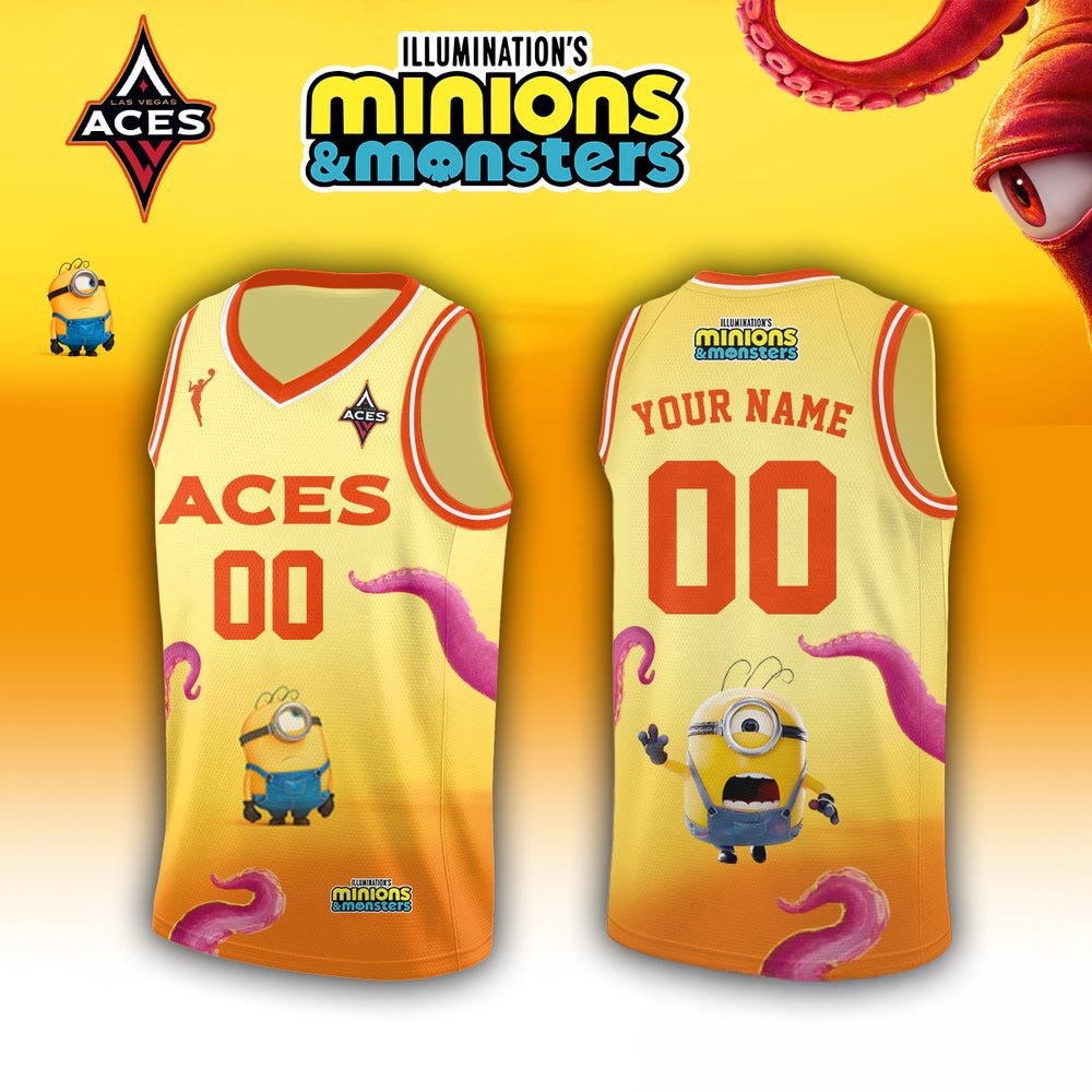 Las Vegas Aces x Minions and Monsters 2026 Custom Name Number Basketball Jersey 2 - Unicasport Las Vegas Aces x Minions and Monsters 2026 Custom Name Number Basketball Jersey