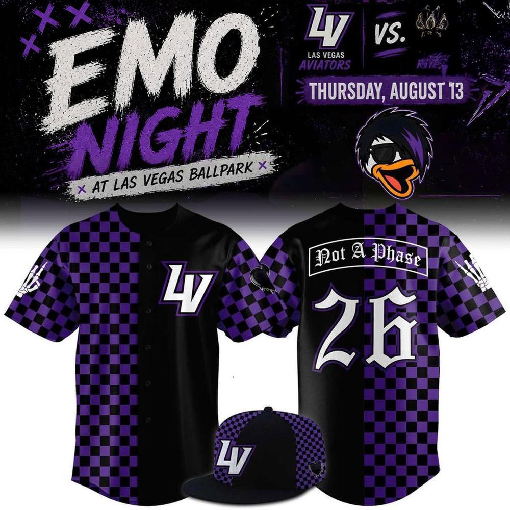 Las Vegas Aviators Emo Night Limited Edition Baseball Jersey Music Theme Fan Apparel 1 - Unicasport Las Vegas Aviators Emo Night Limited Edition Baseball Jersey Music Theme Fan Apparel