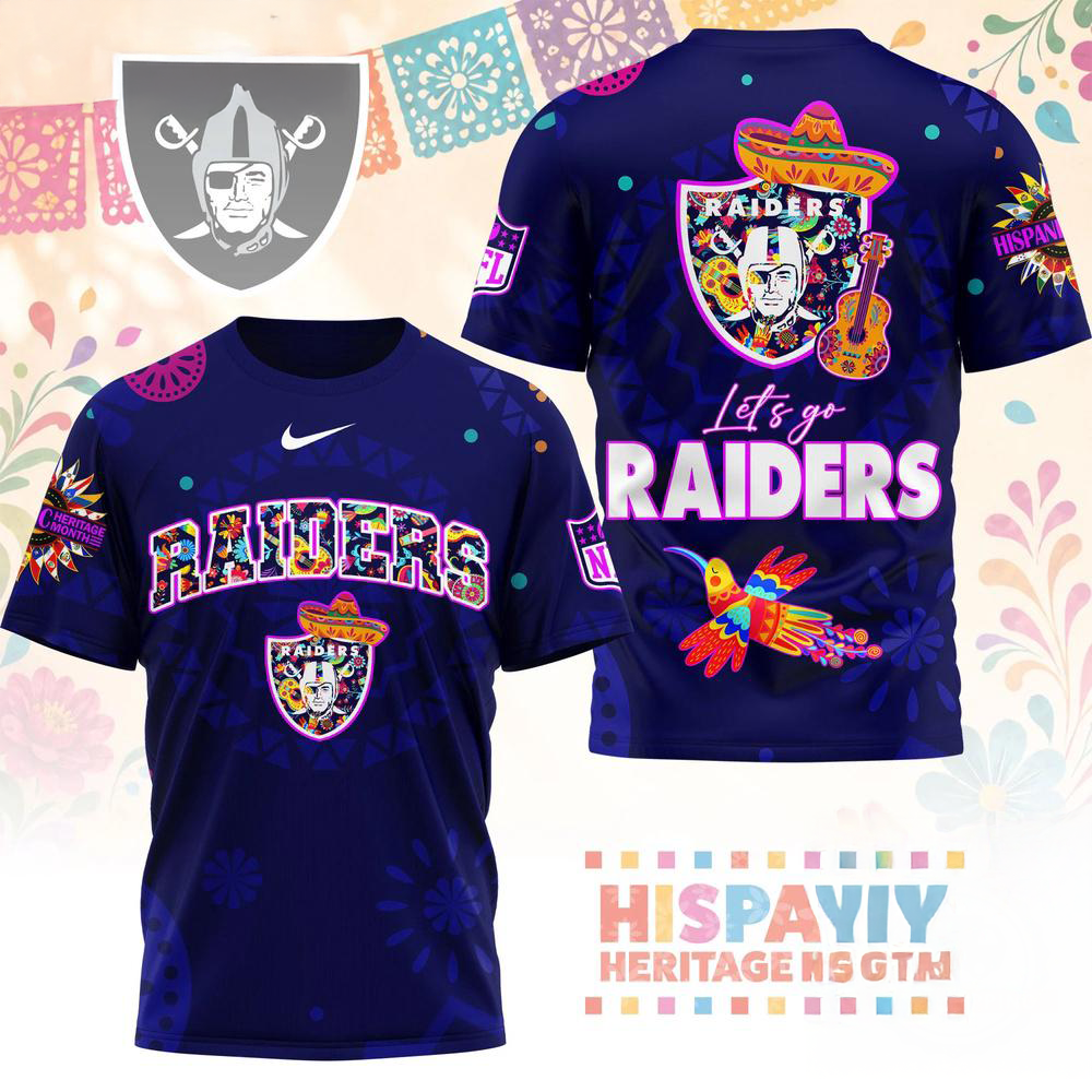 Las Vegas Raiders 2026 NFL Hispanic Heritage Fiesta Premium 3D Graphic T Shirt