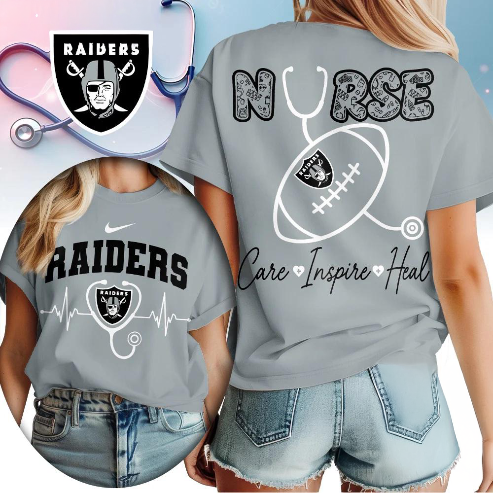 Las Vegas Raiders 2026 NFL Nurse Care Inspire Heal Unisex 3D Shirt