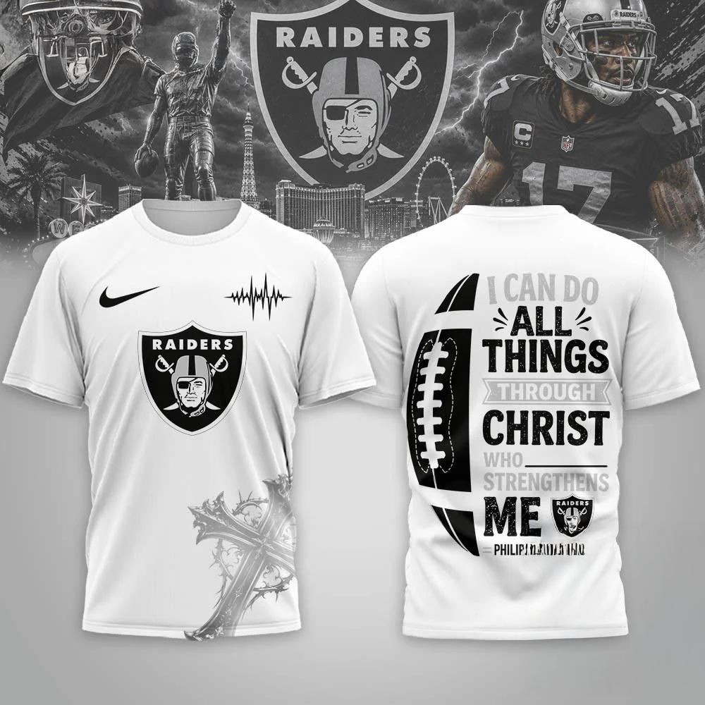 Las Vegas Raiders Christ Strengthens Me Limited 3D Graphic Shirt