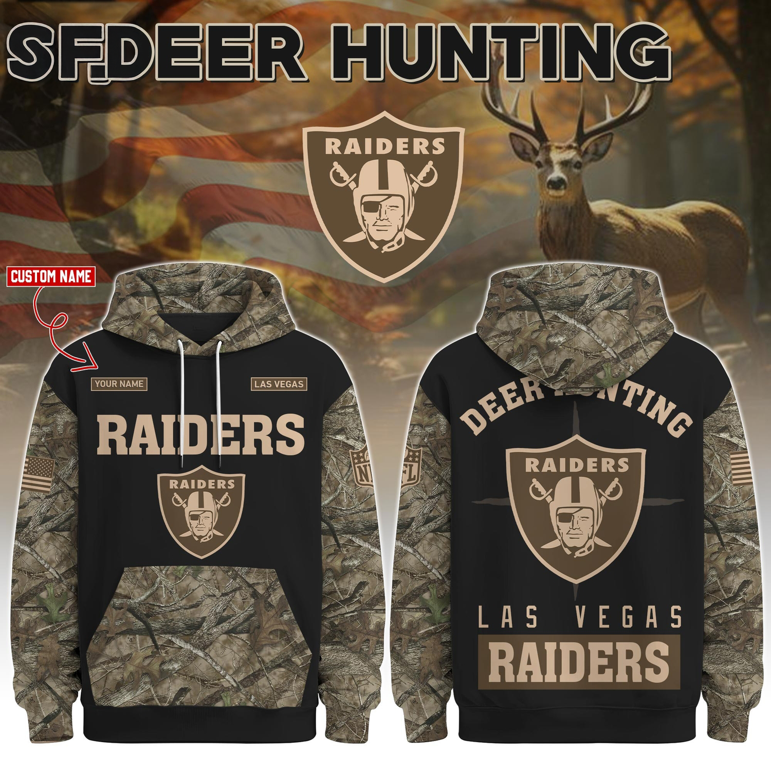 Las Vegas Raiders Deer Hunting Limited Edition Hoodie Â– NFL Hunting Hoodie for Fans