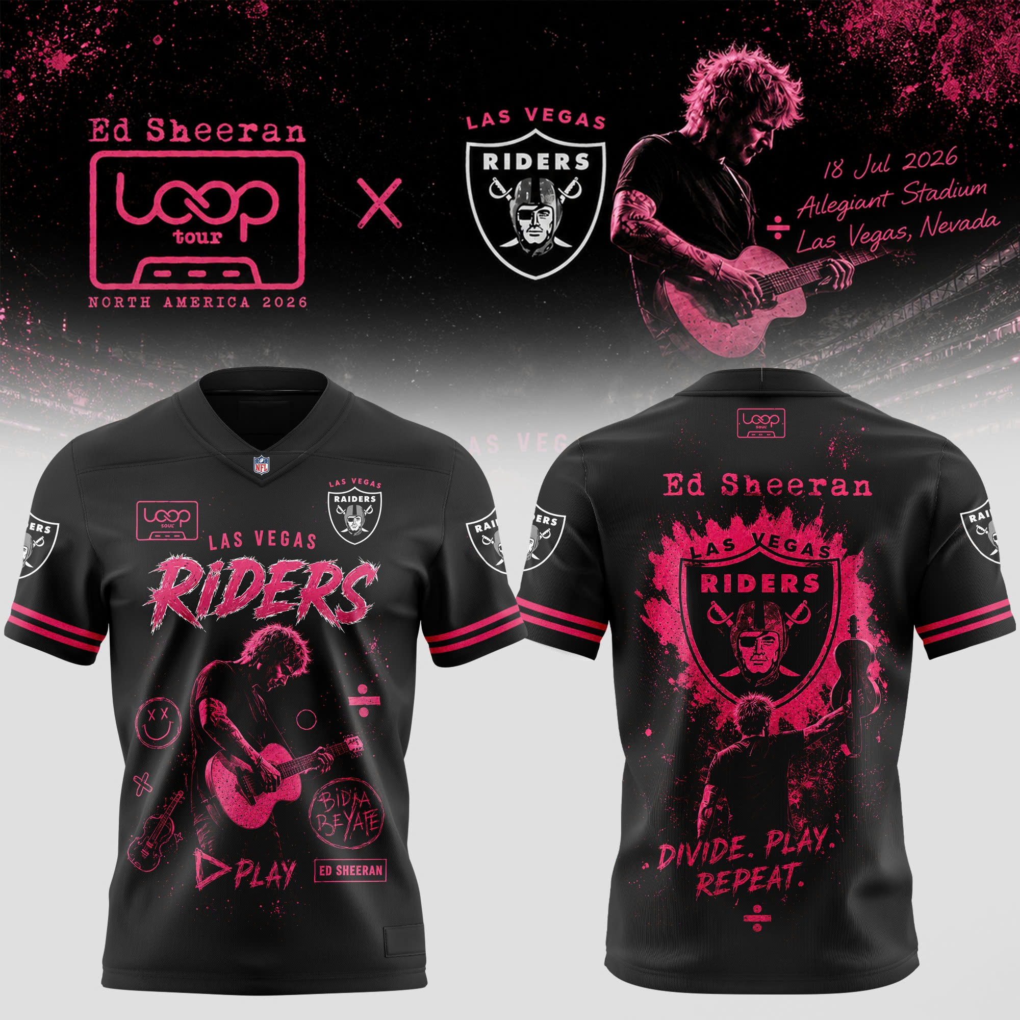 Las Vegas Raiders Ed Sheeran LOOP Tour 2026 Premium Football Jersey