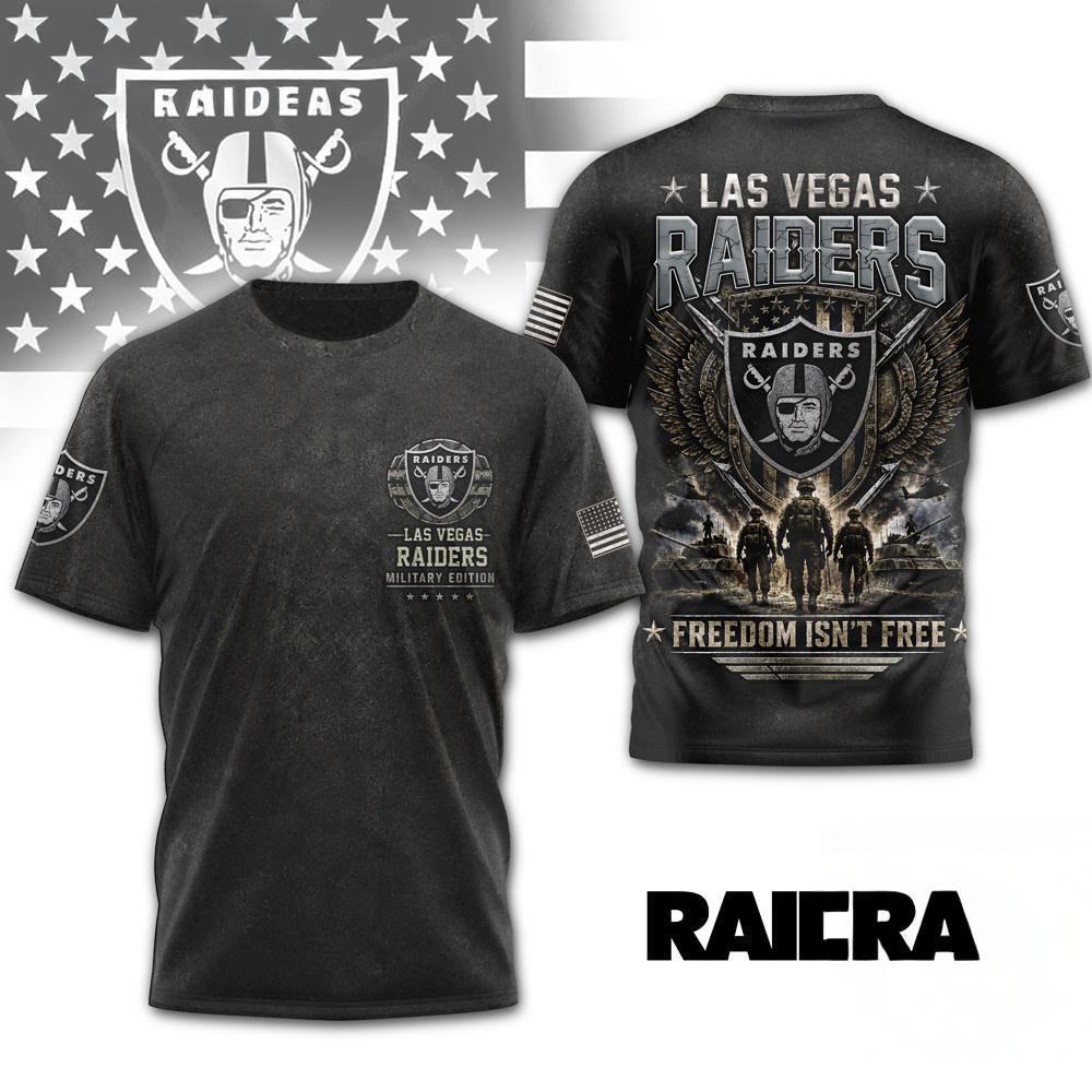 Las Vegas Raiders NFL Freedom Team Military 3D Graphic T Shirt