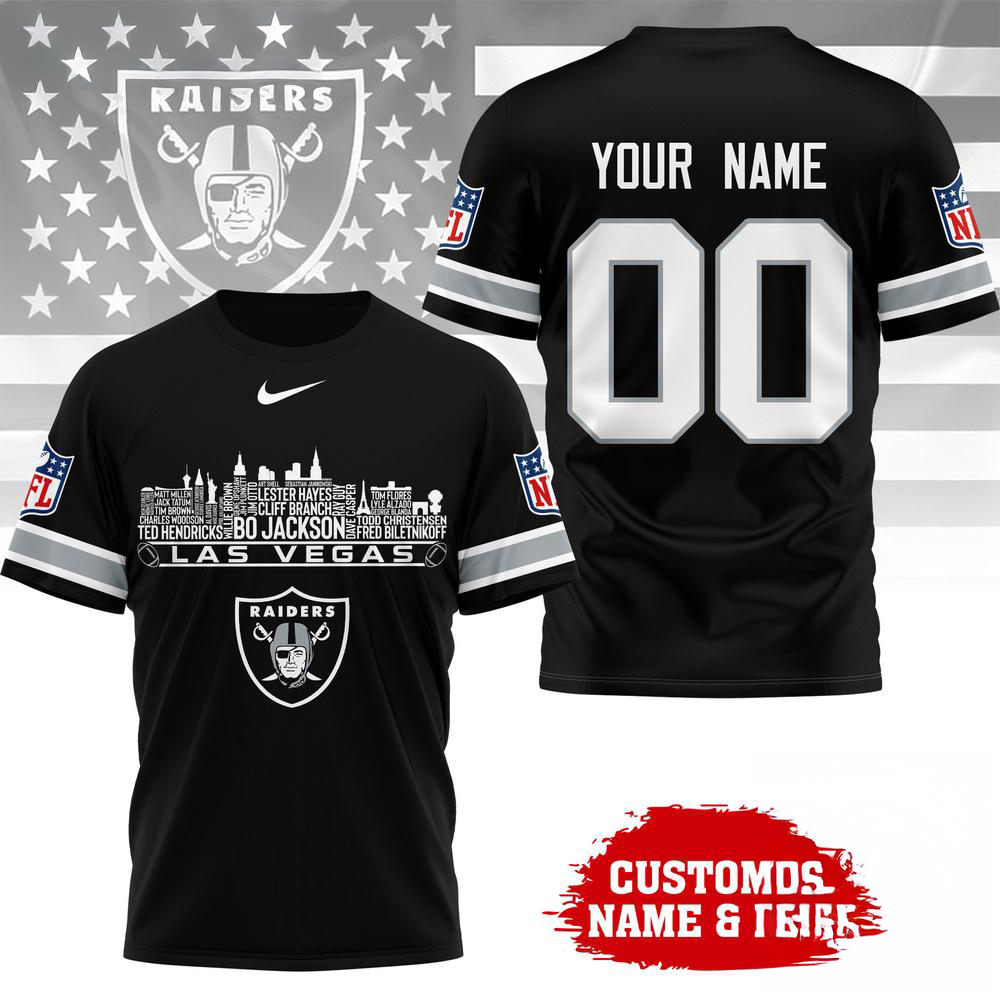 Las Vegas Raiders NFL Game Day Skyline Names Limited Edition 3D Graphic T Shirt