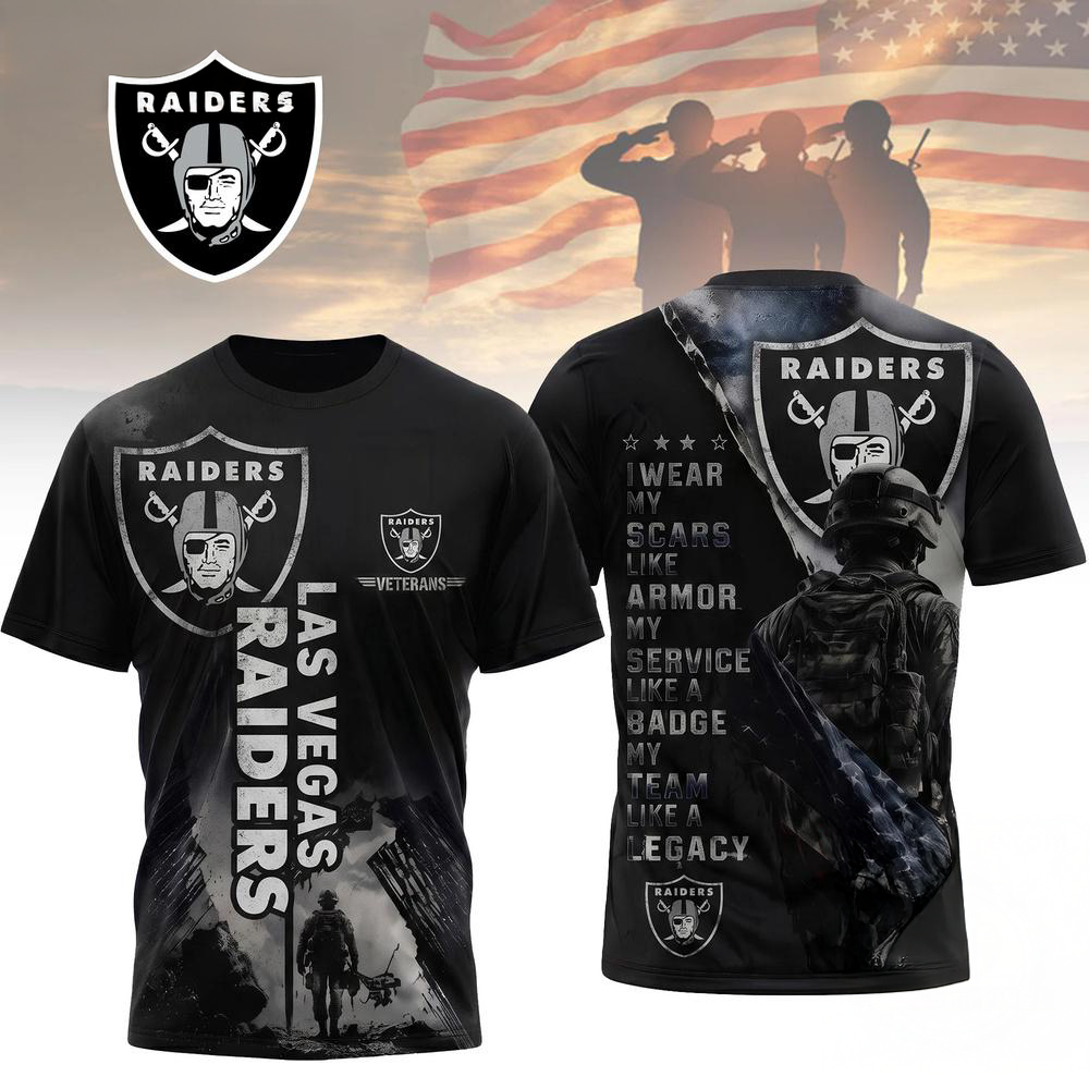 Las Vegas Raiders NFL Veterans Legacy Team 3D Design T Shirt