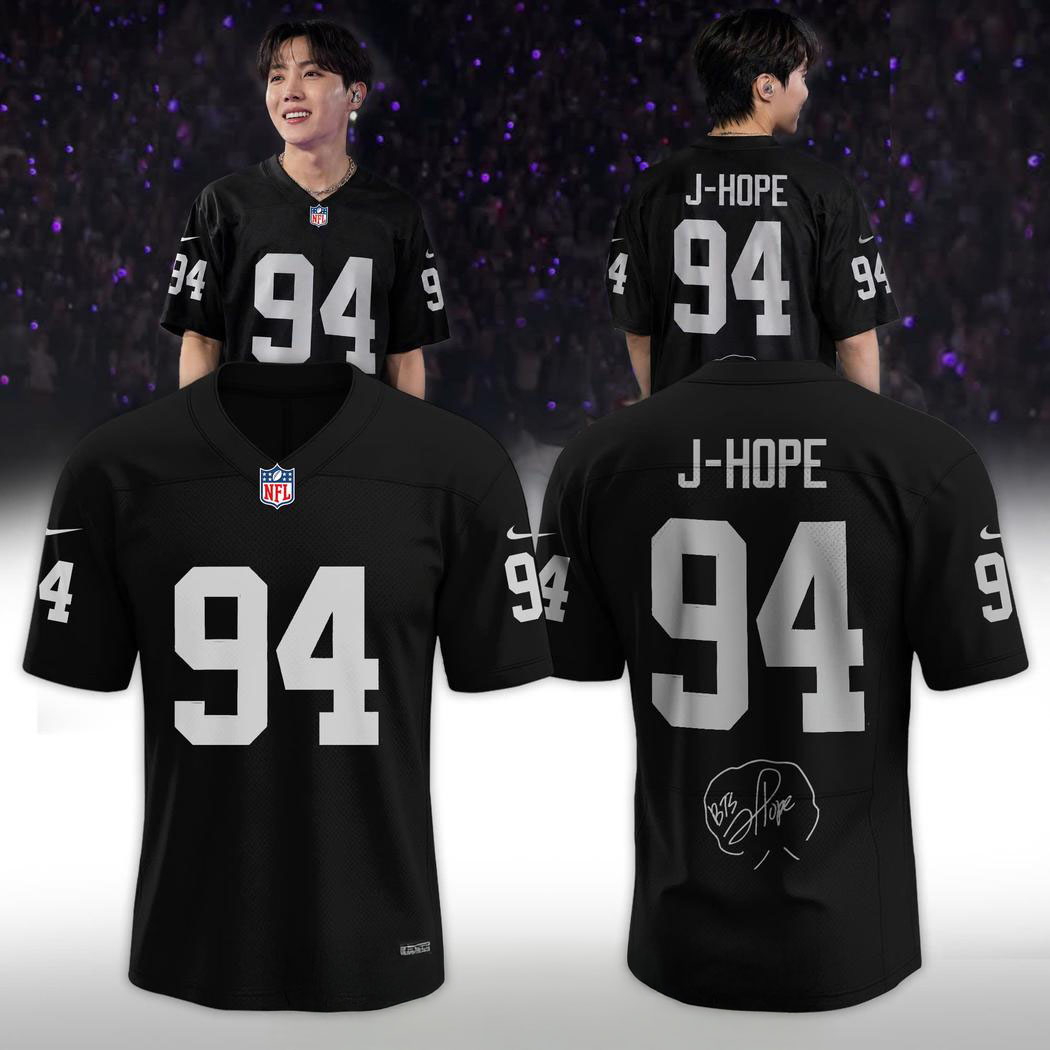 Las Vegas Raiders x BTSJHope Arirang World Tour 2026 Black Football Jersey