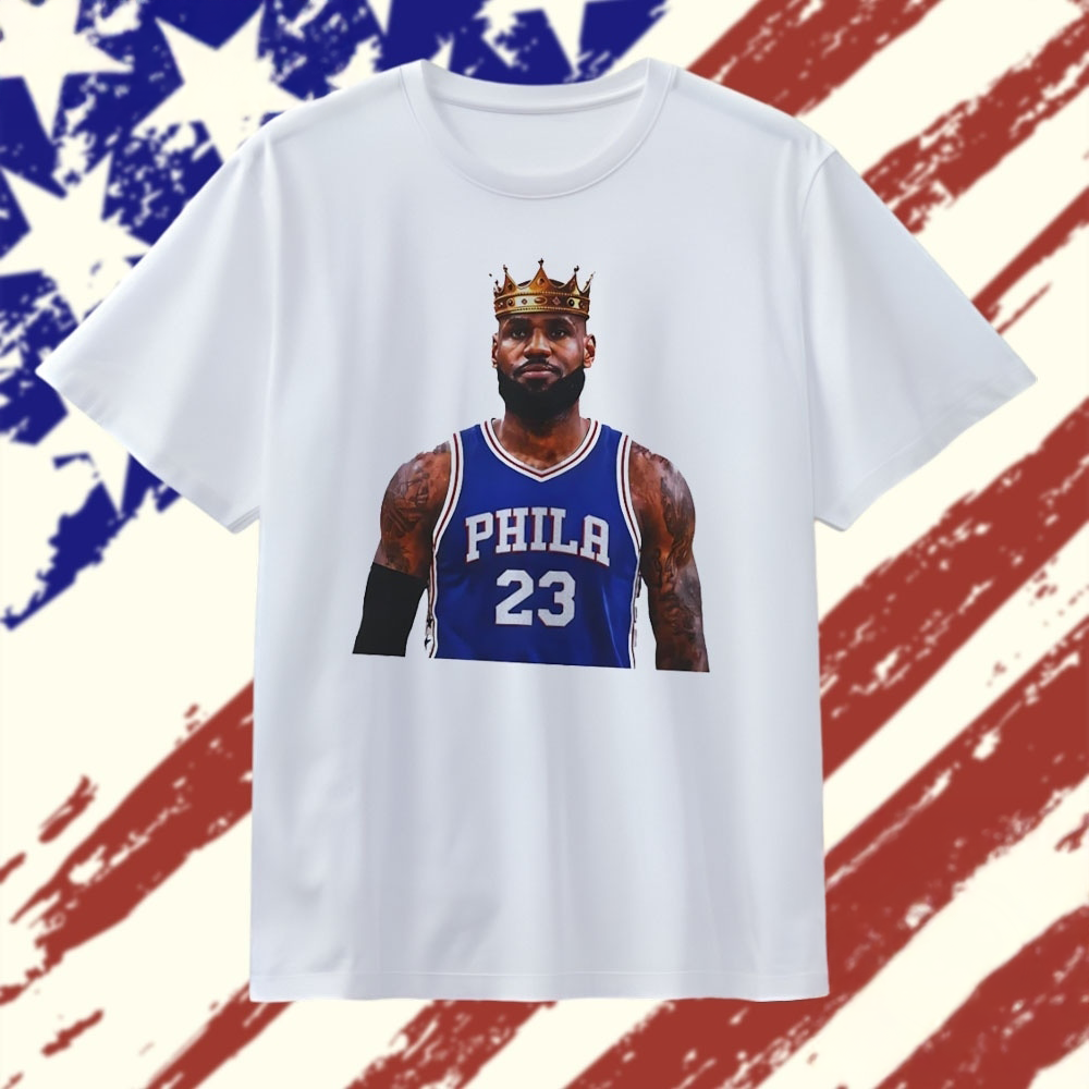 LeBron James Philadelphia 76ers King Crown Graphic T Shirt