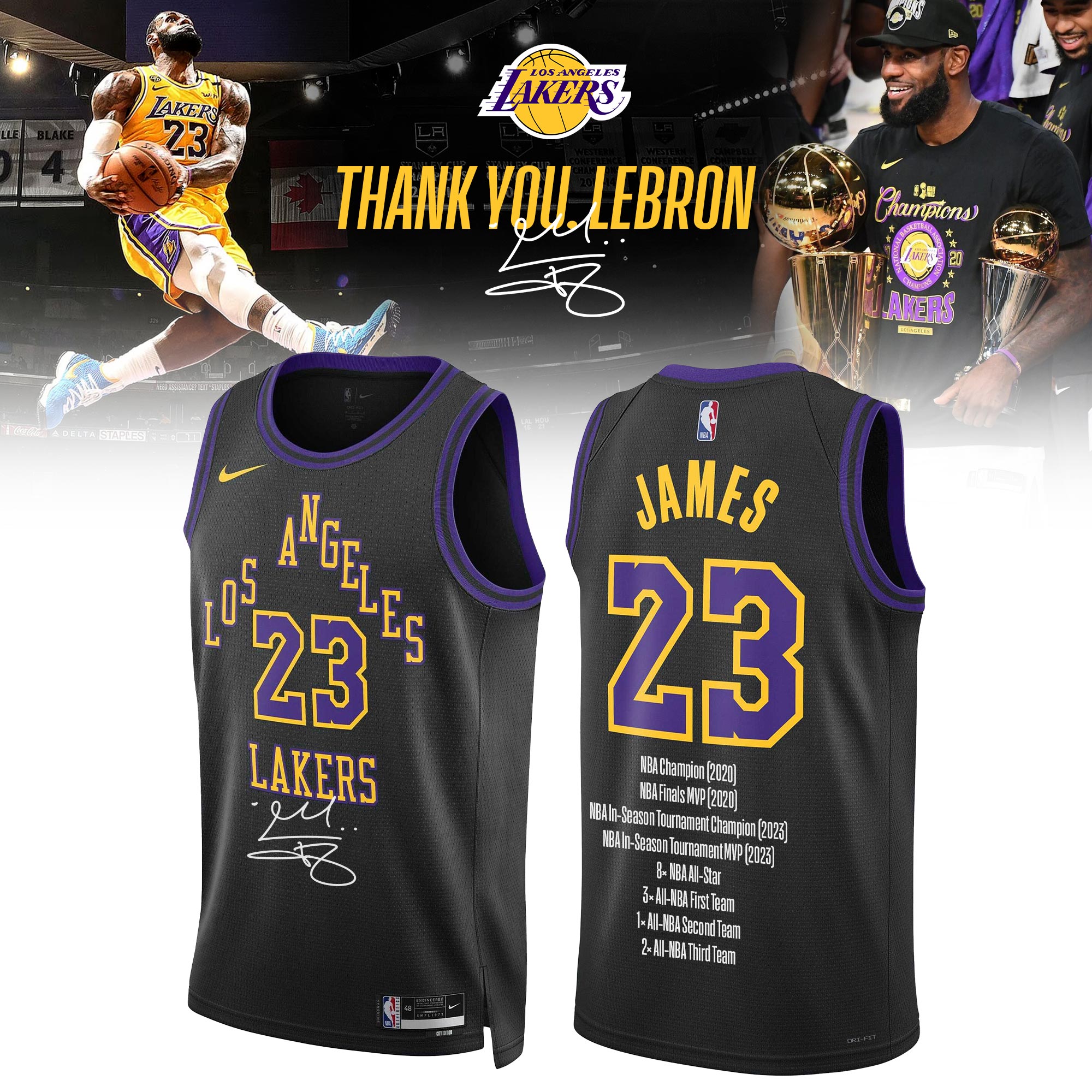 LeBron James Signed LA Lakers Official Signature Jersey