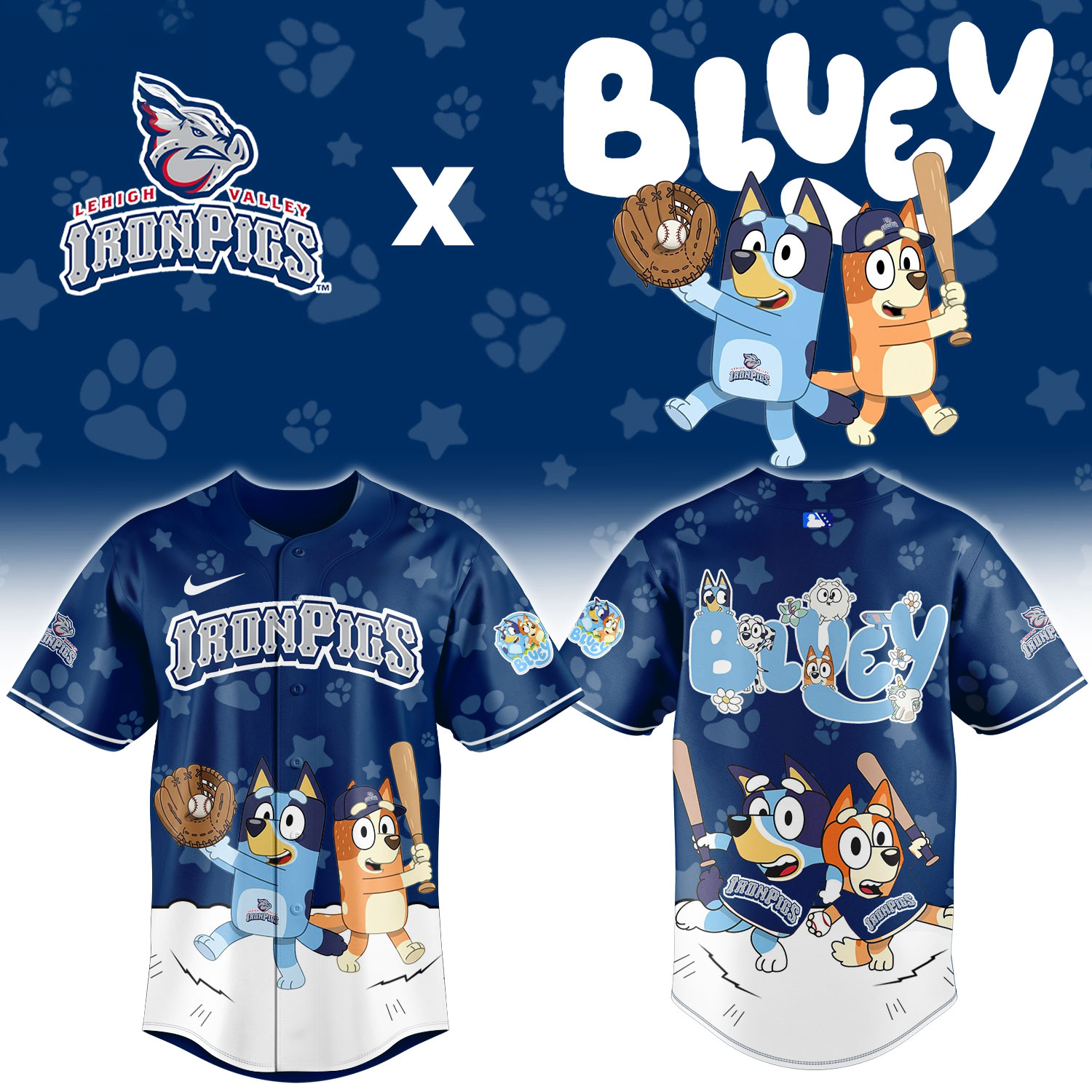 Lehigh Valley IronPigs Bluey Night 2026 Limited Edition Baseball Jersey