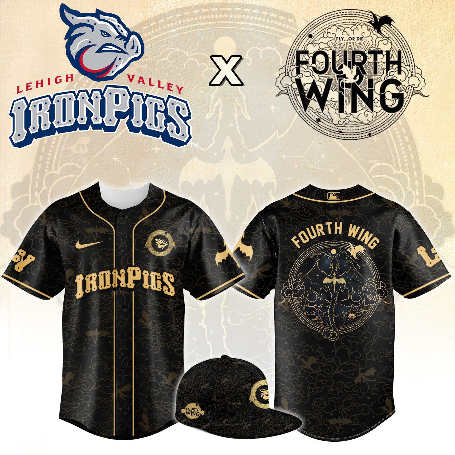 Lehigh Valley IronPigs Fourth Wing Night Limited Edition Baseball Jersey