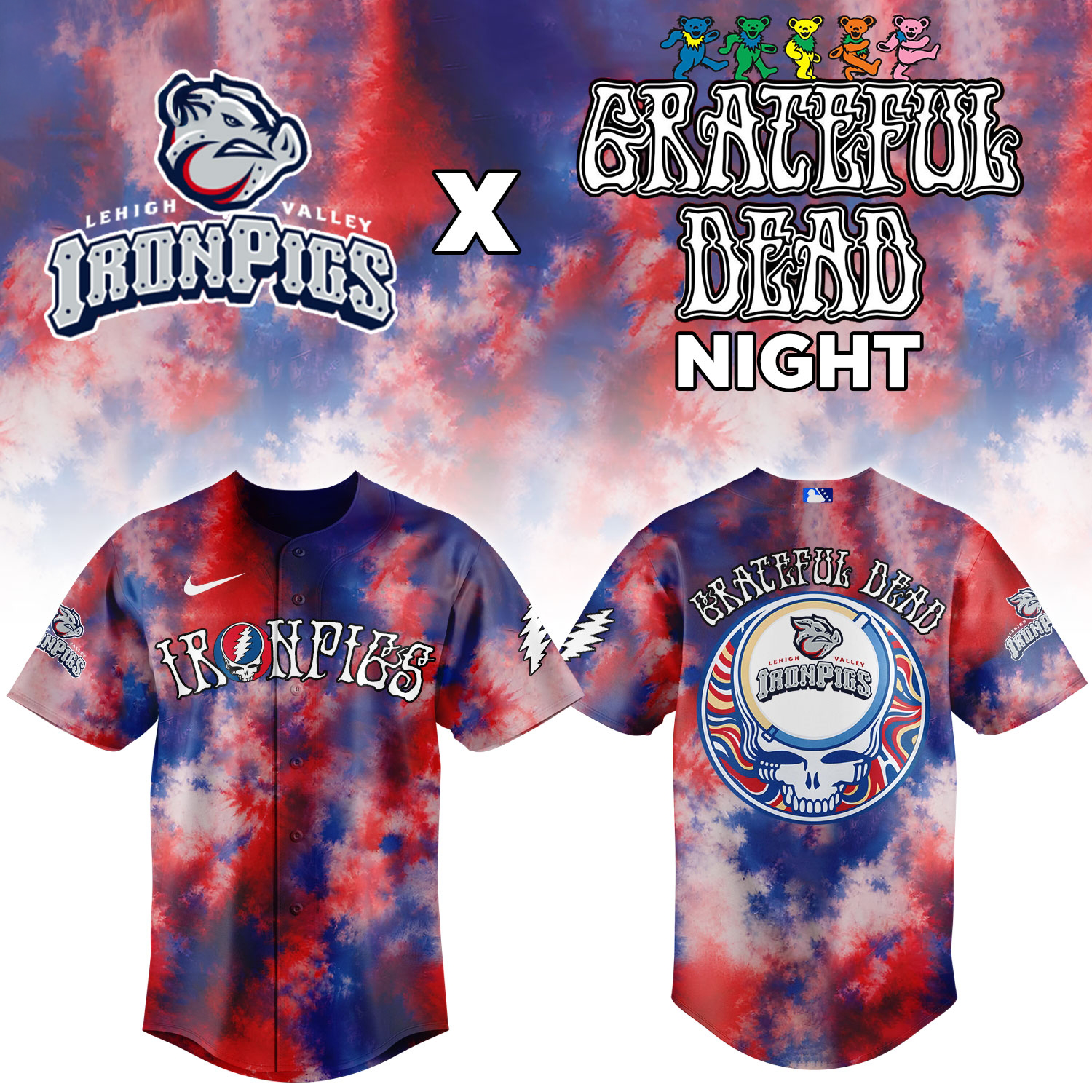 Lehigh Valley IronPigs Grateful Dead Night 2026 Baseball Jersey