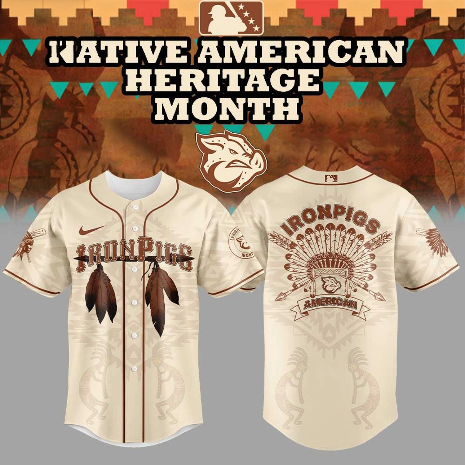 Lehigh Valley IronPigs Native American Heritage Month Limited Edition Baseball Jersey