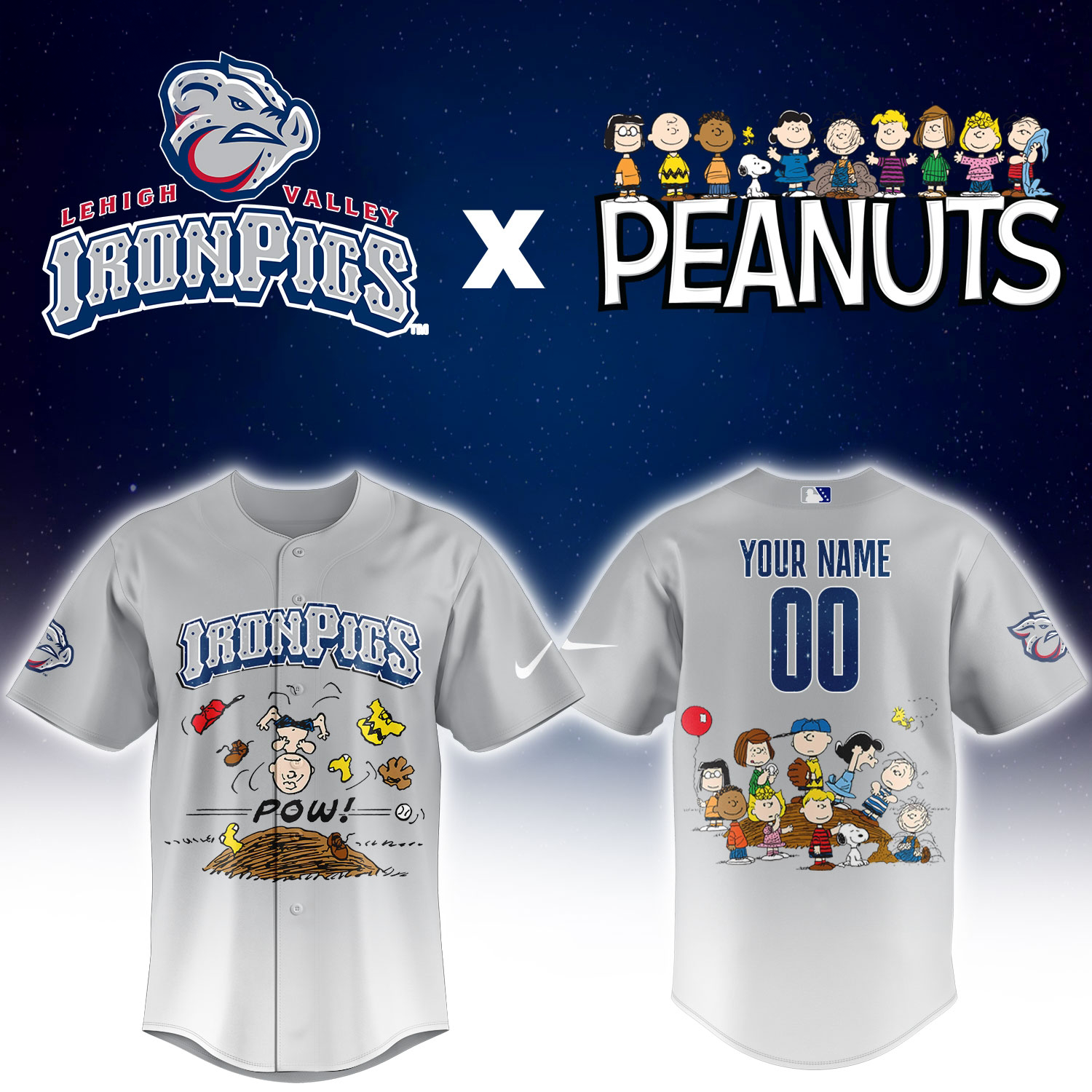 Lehigh Valley IronPigs Peanuts Night 2026 Custom Baseball Jersey